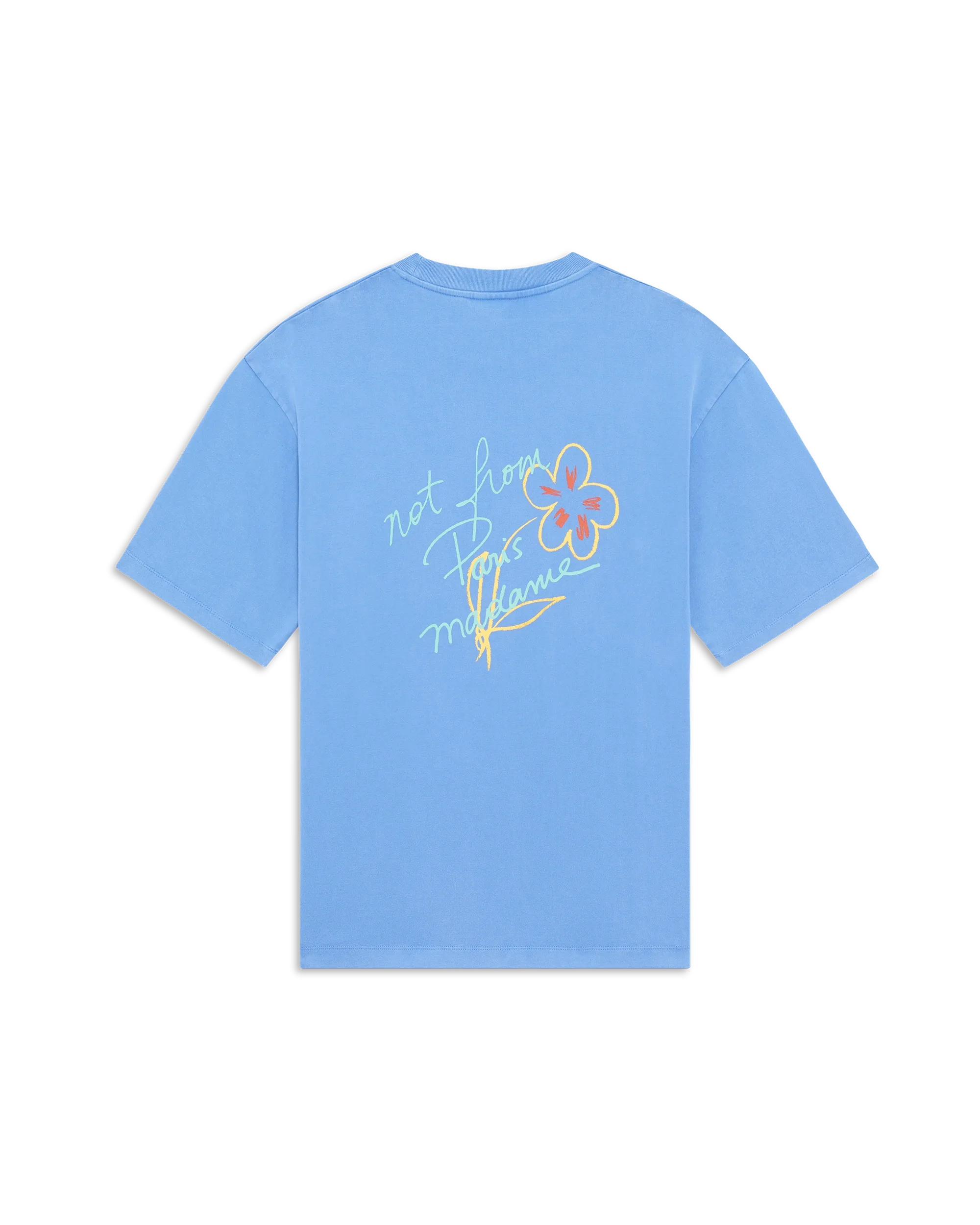 Drôle De Monsieur Esquisse Slogan T-Shirt Hellblau Baumwolle
