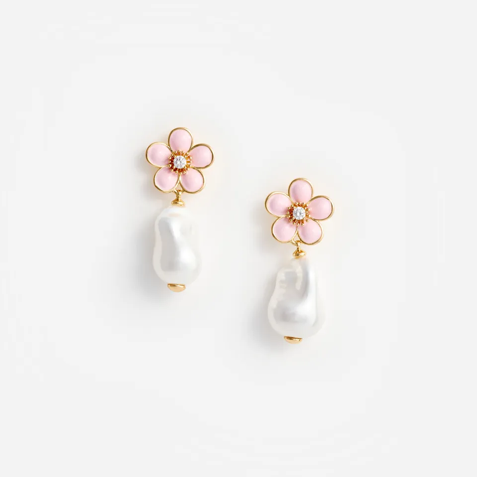 Self Portrait Pink Flower Pearl Ohrringe Rosa Perle