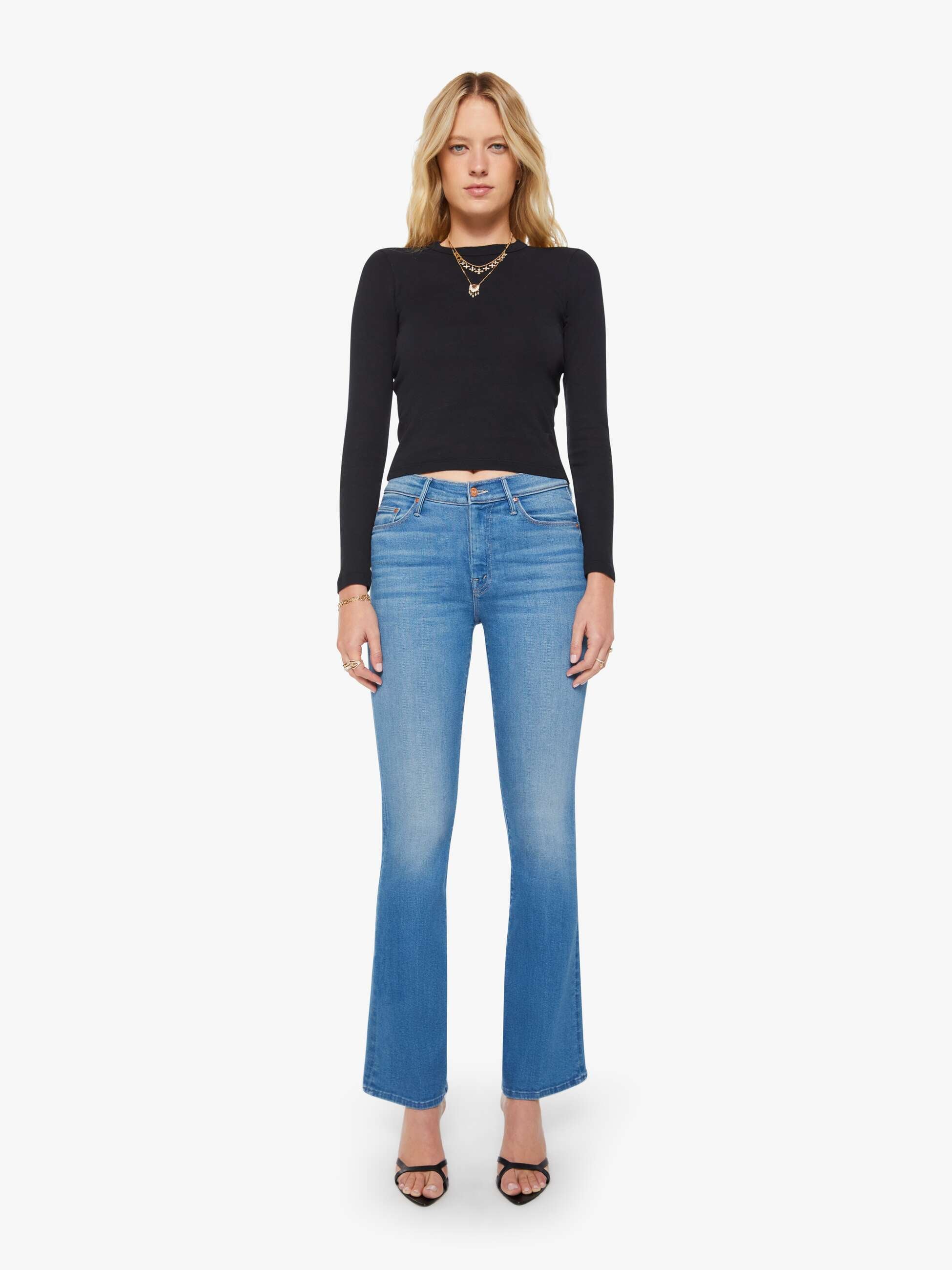 MOTHER The Weekender Jeans Piece By Piece Flare Blau