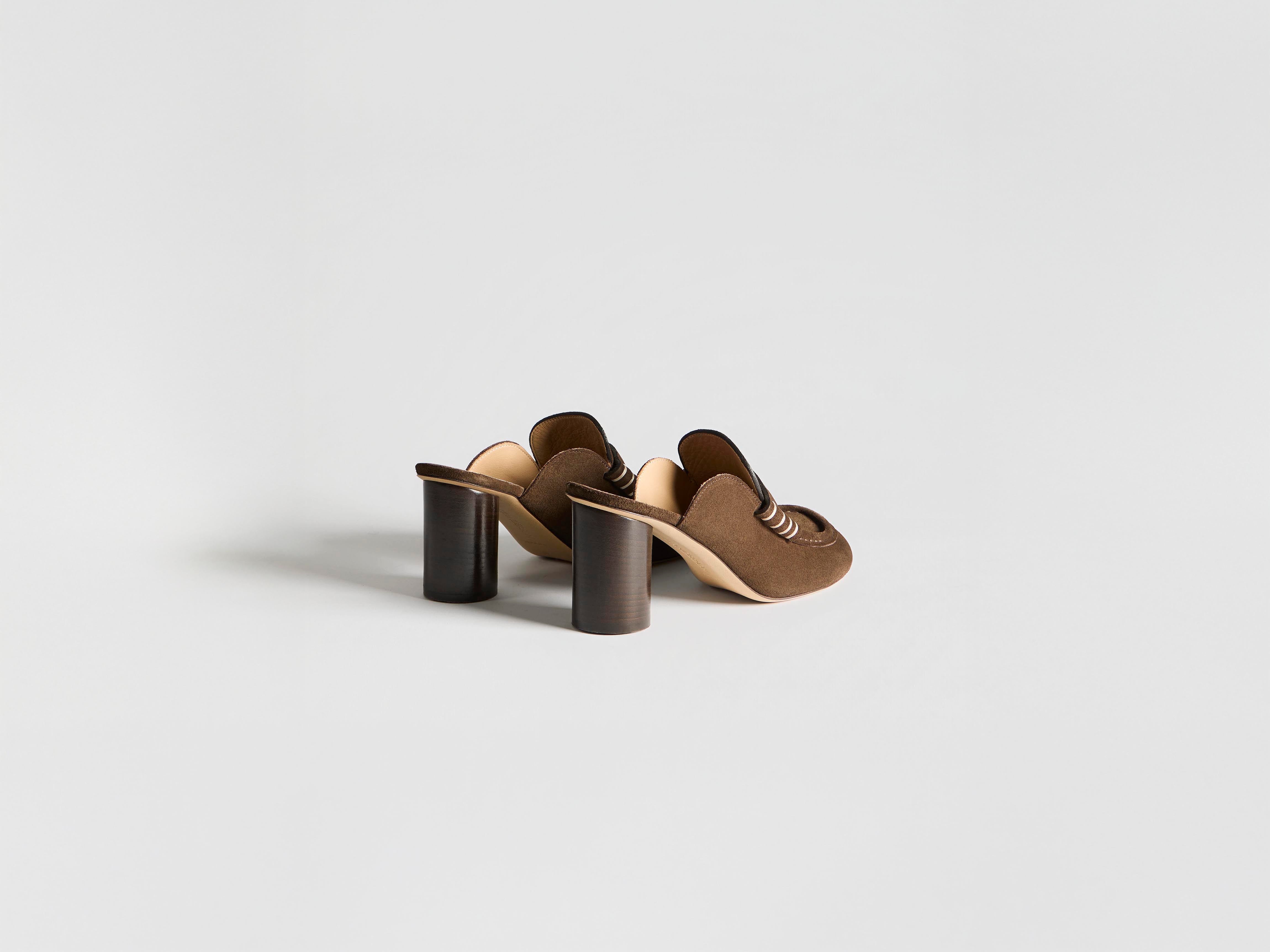 J.W.Anderson Shoes Heeled Loafer Mule Braun Wildleder