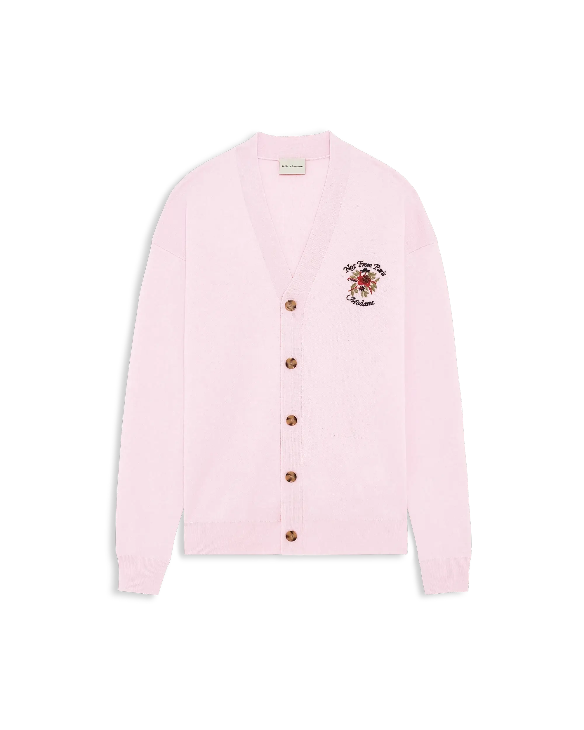Drôle De Monsieur Slogan Rose Cardigan Wolle Hellrosa