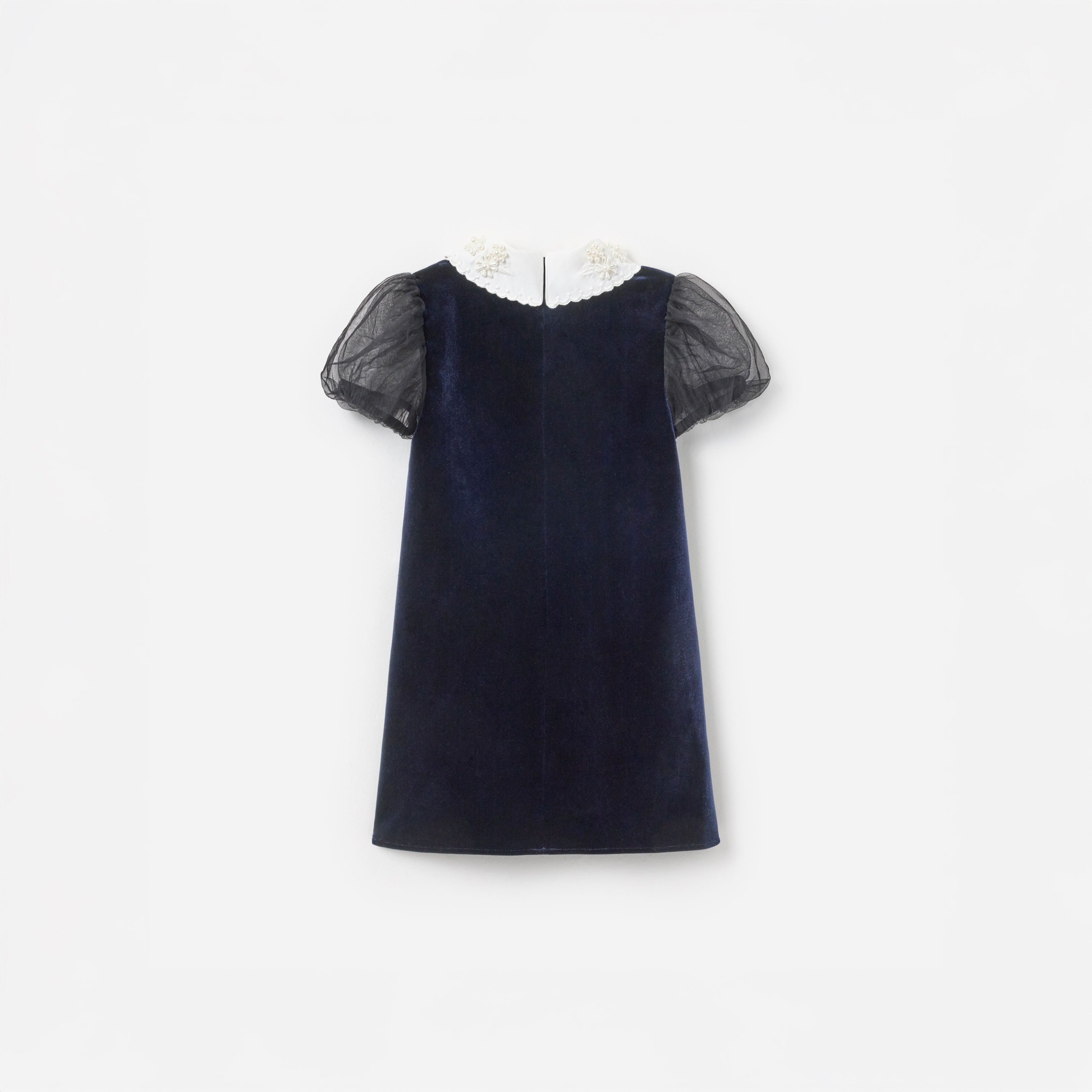 Self Portrait Navy Velvet Tulle Flower Trim Kleid Navy 5/6 Samt