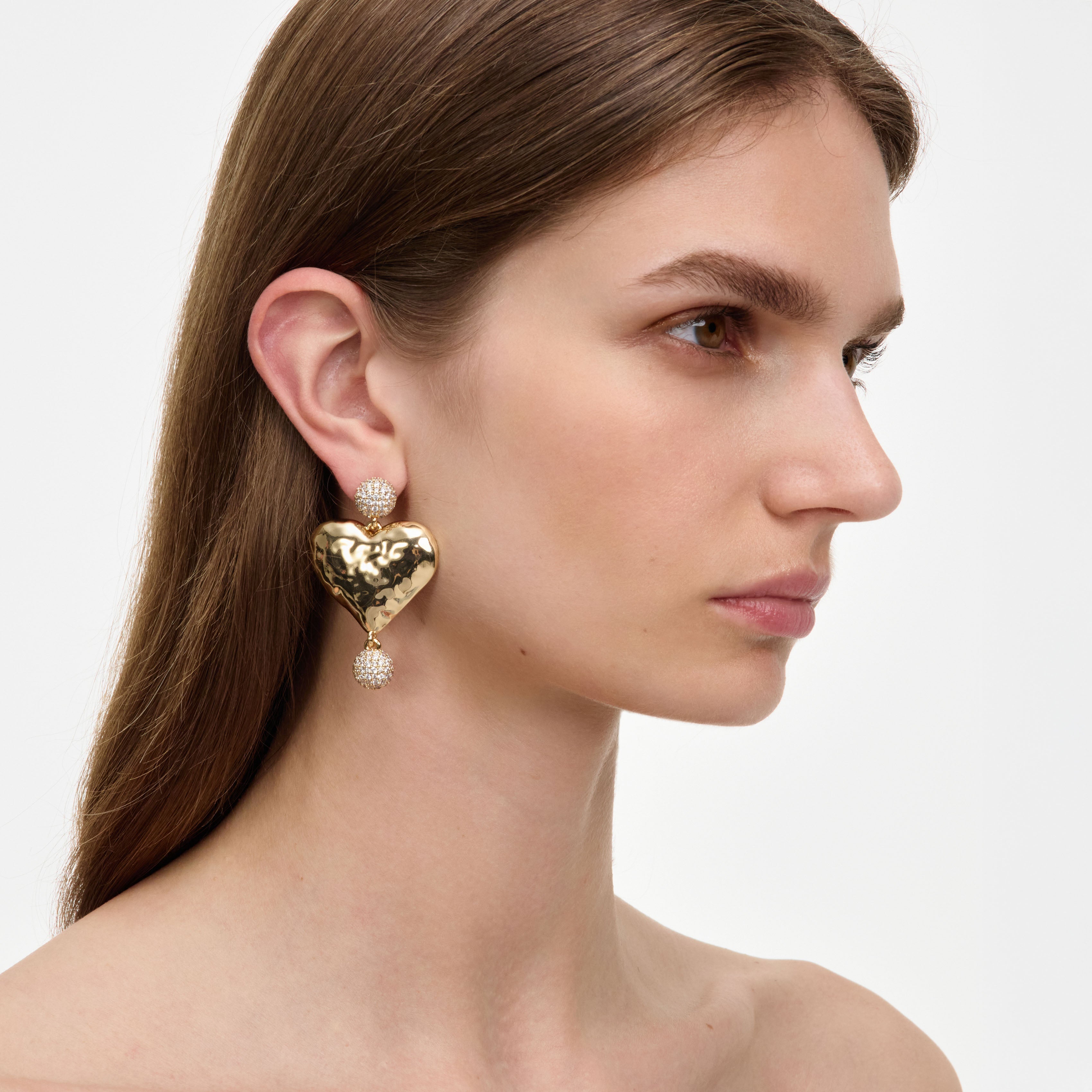 Self-Portrait Mottled Gold Heart Ohrringe Gold One Size Kristall