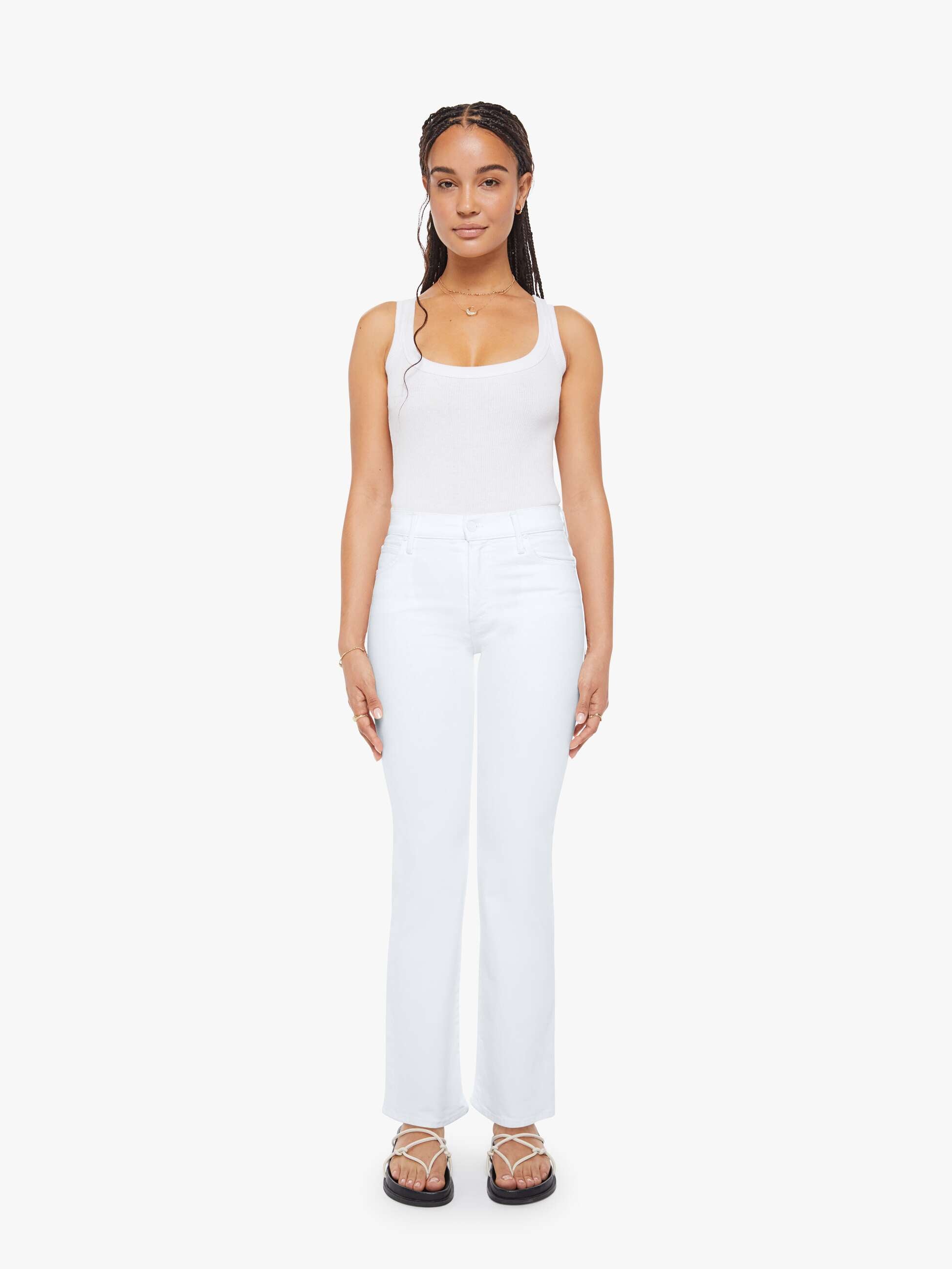 MOTHER Lil Kick It Petite Jeans Totally Innocent Weiß