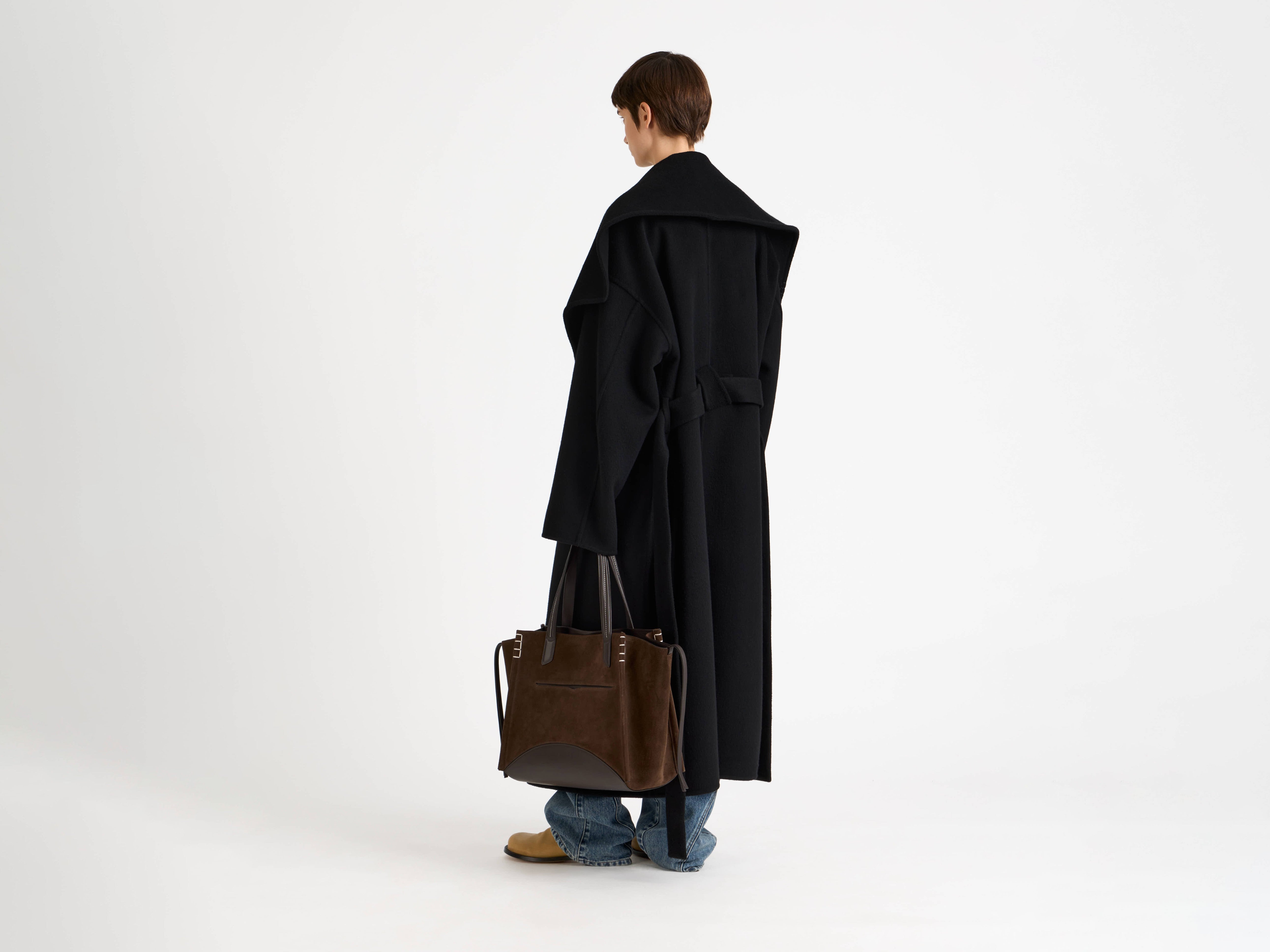 J.W.Anderson Longline Wrap Front Mantel Schwarz Doubleface