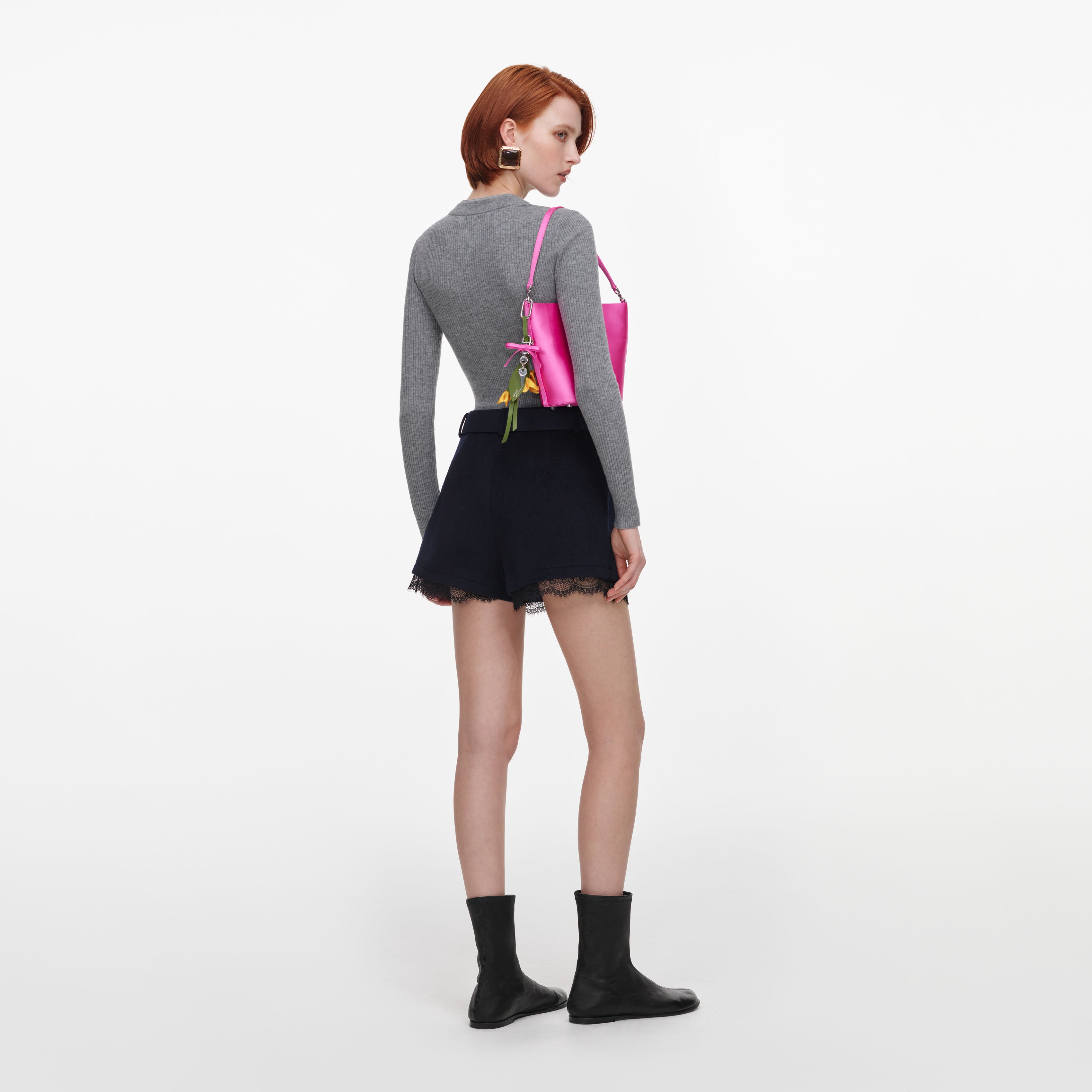 Self Portrait Wool Skort navy Mini Hosenrock Spitze