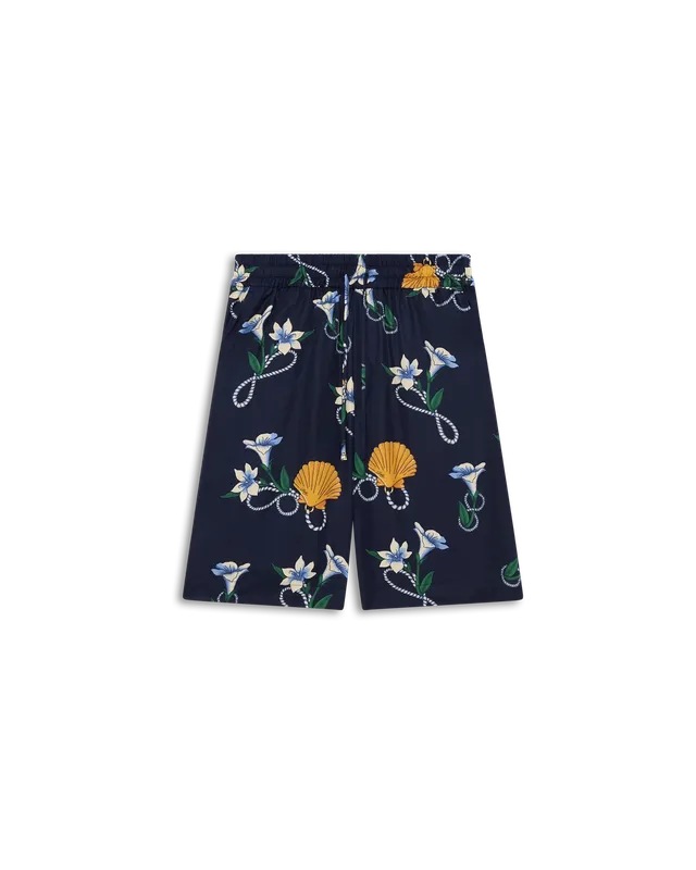 Drôle De Monsieur Short Soie Shell Shorts Seide Navy