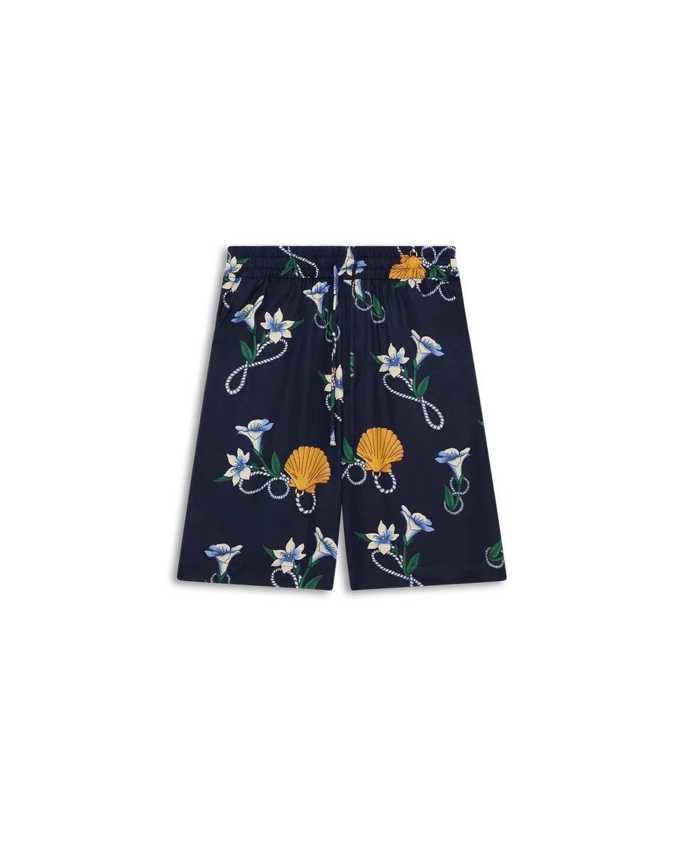 Drôle De Monsieur Short Soie Shell Shorts Seide Navy