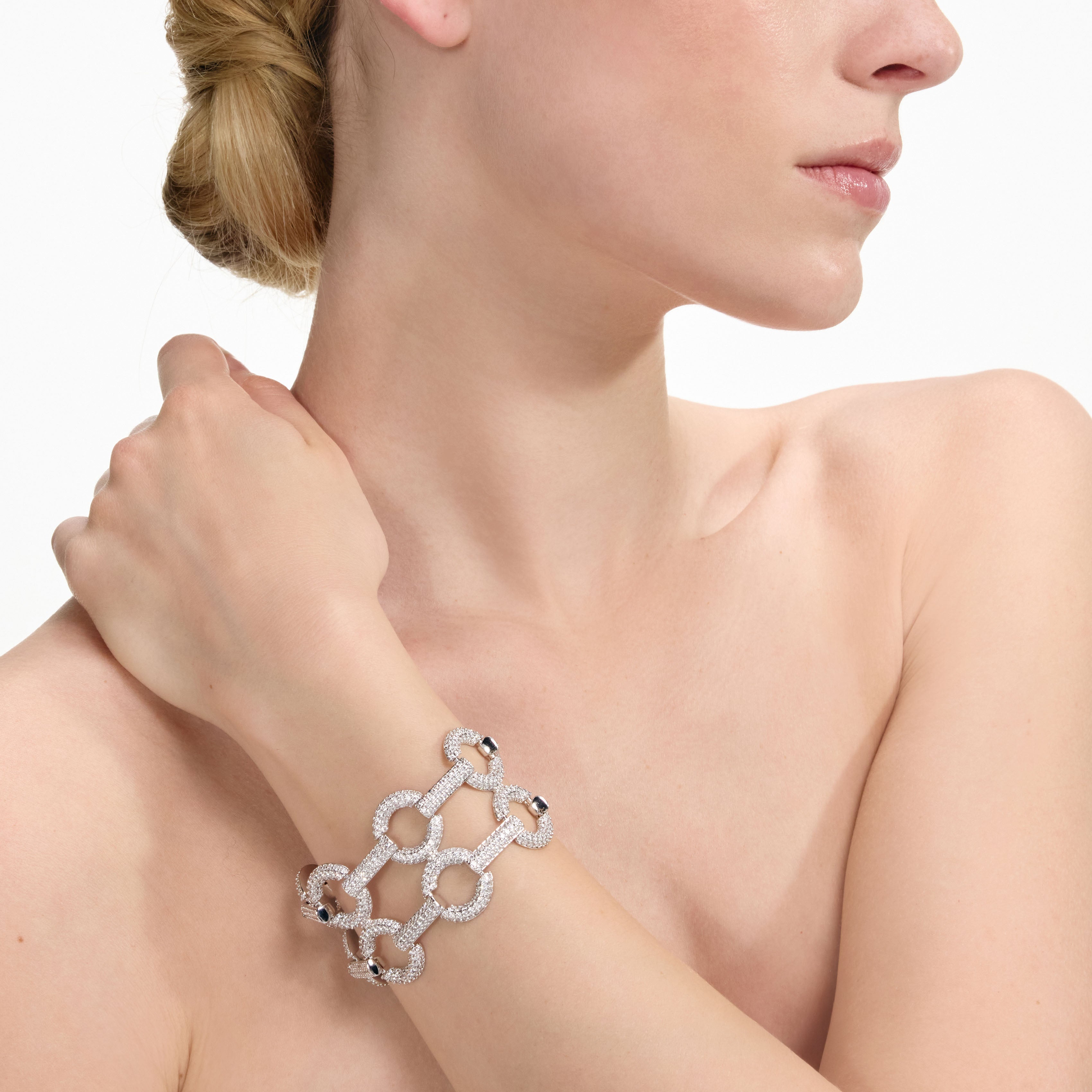 Self Portrait Jewellery Double Crystal Link Bracelet Armband Silber