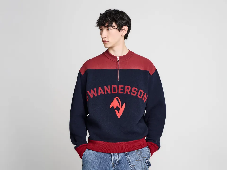 J.W.Anderson Half Zip Sweatshirt Navy Melange Herren