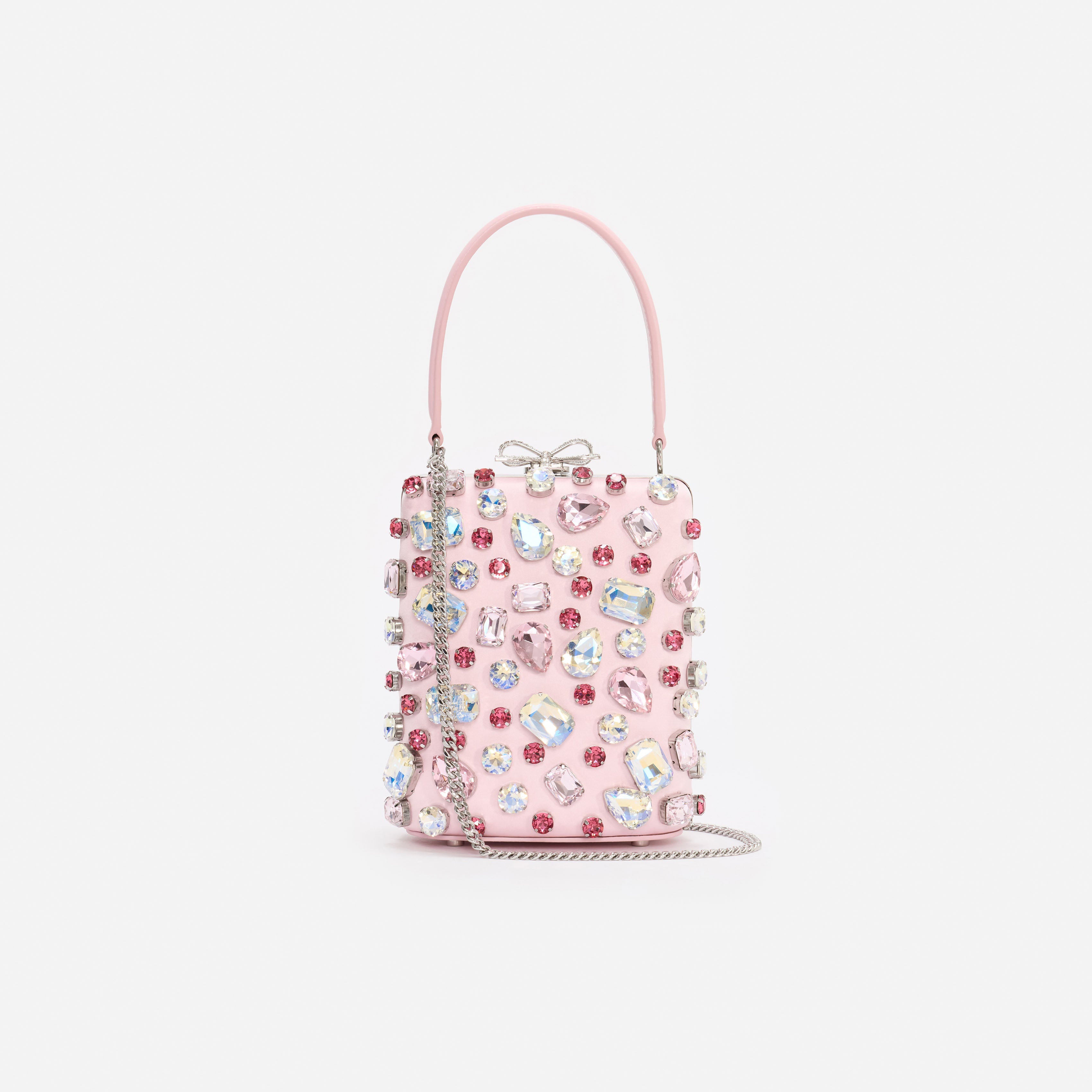 Self Portrait Mini Bow Bag Pink Kristall Satin One Size