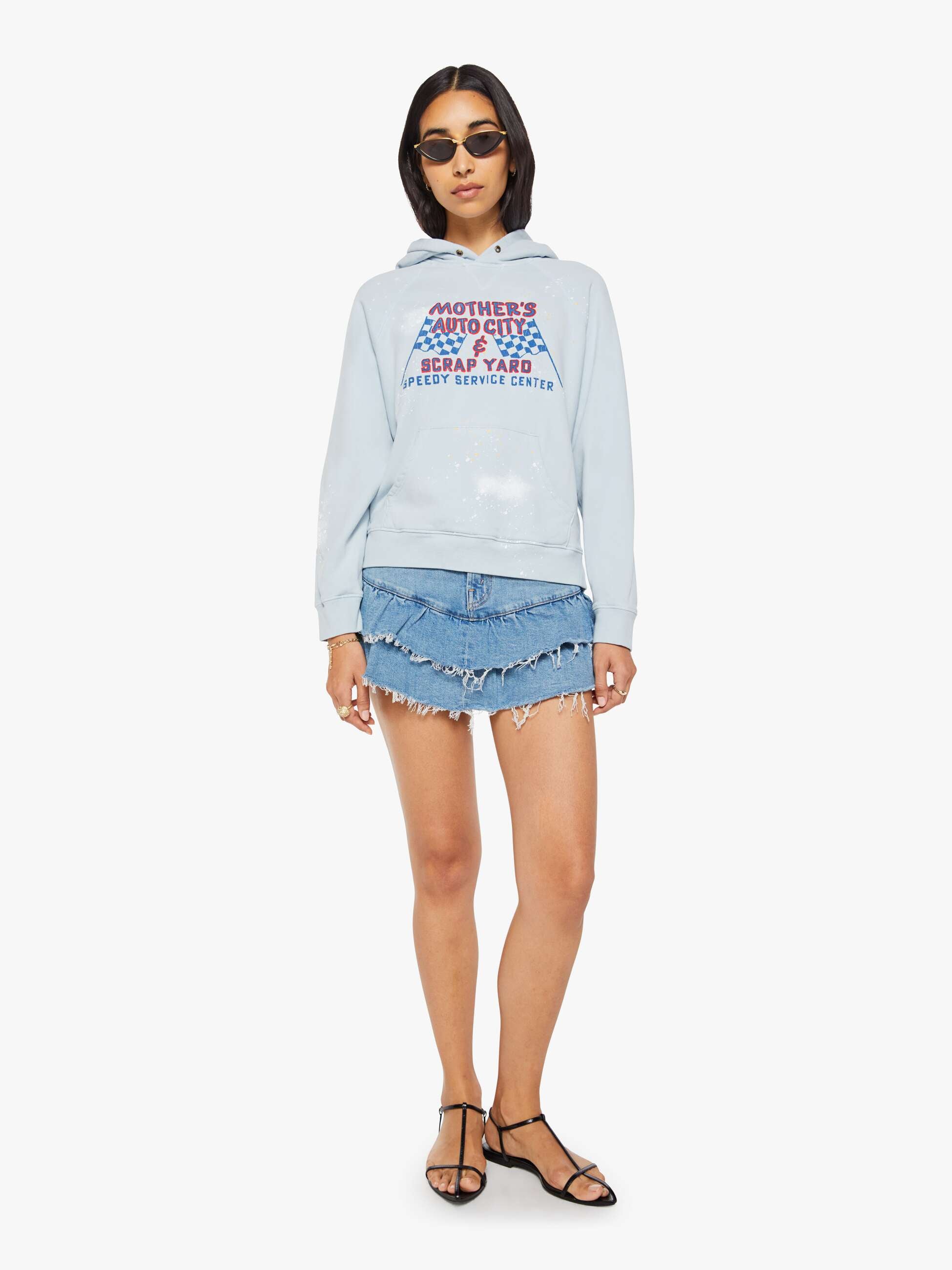 Mother Sweatshirts The Square Hoodie Auto City Hellblau