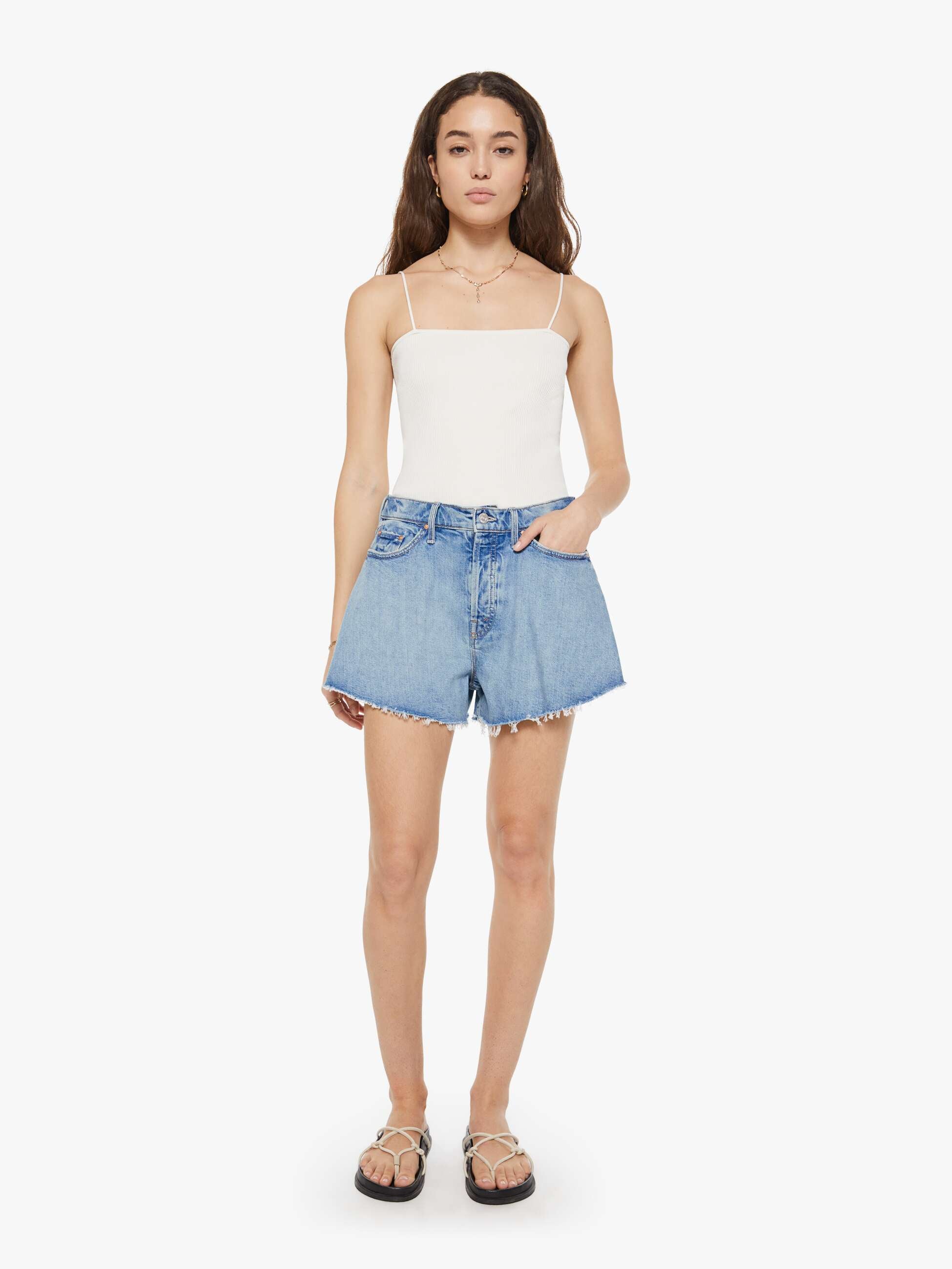 Mother Flutter Short Fray Shorts I Confess Hellblau