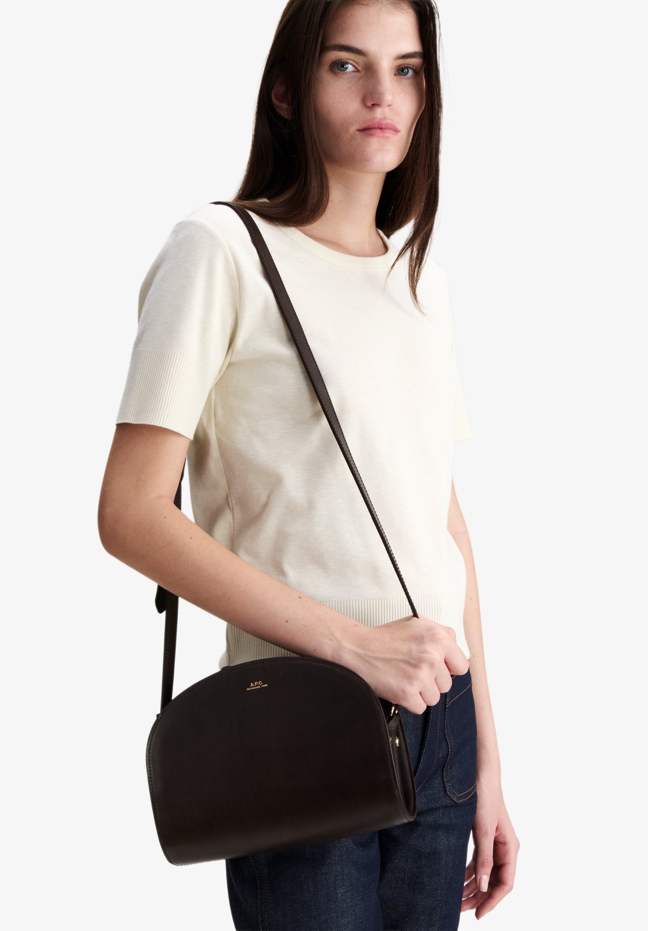 A.P.C. Demi-Lune Tasche Glattleder braun TU