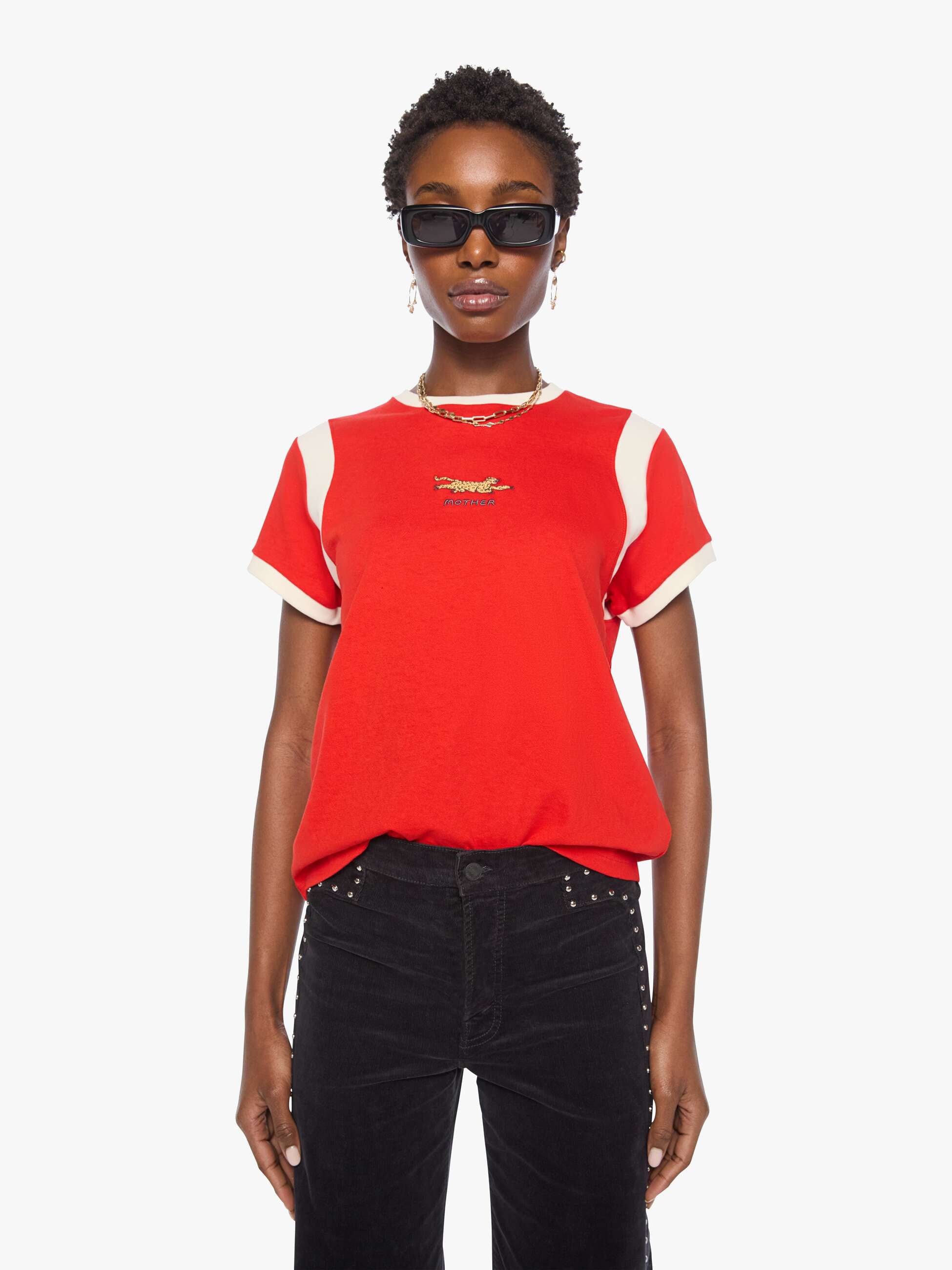Mother Boxy Goodie T-Shirt MOTHER Jag Rot