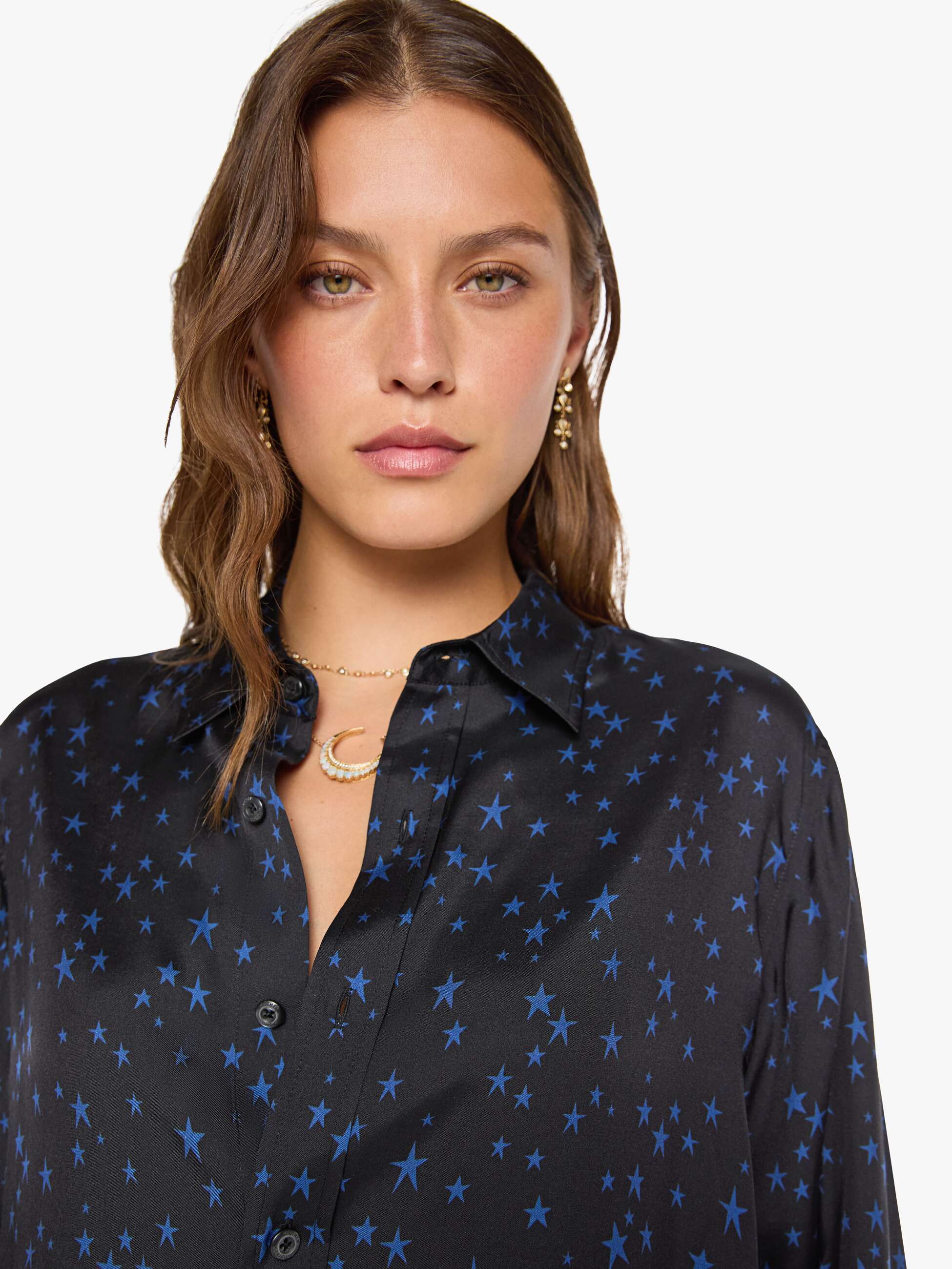 Mother Bestie Bluse Rock Star Schwarz Sterne Seidenmix