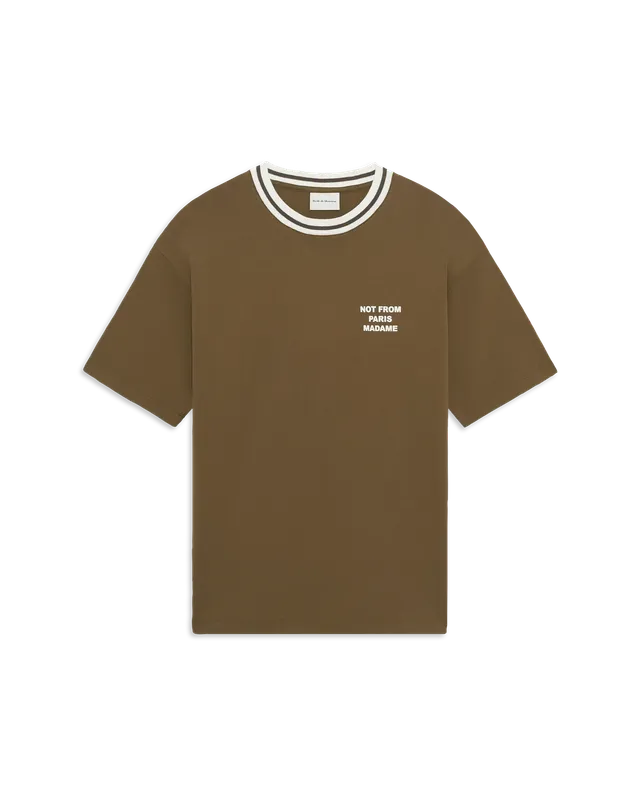 Drôle De Monsieur Sport Slogan T-Shirt khaki Baumwolle