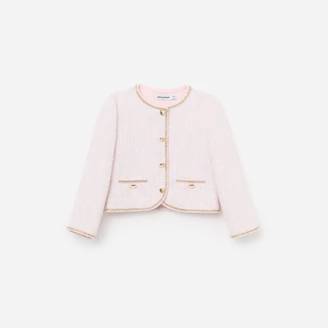 Self Portrait Pink Boucle Braided Trim Jacket rosa Kinder