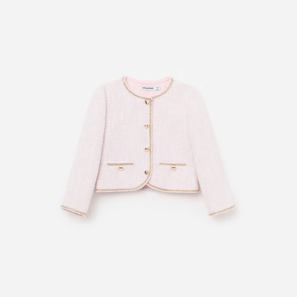 Self Portrait Pink Boucle Braided Trim Jacket rosa Kinder