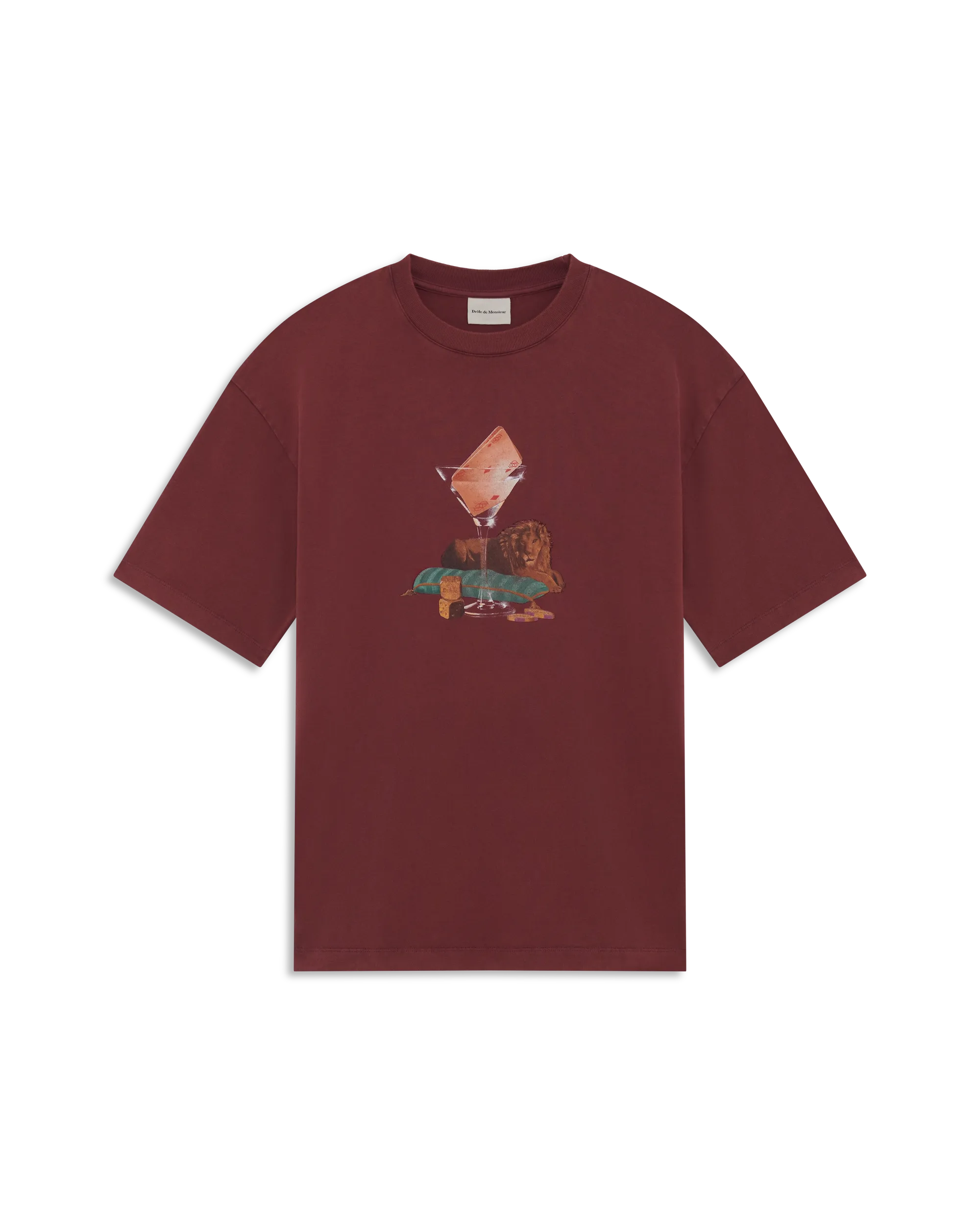 Drôle De Monsieur Glass Lion T-Shirt Bordeaux Baumwolle