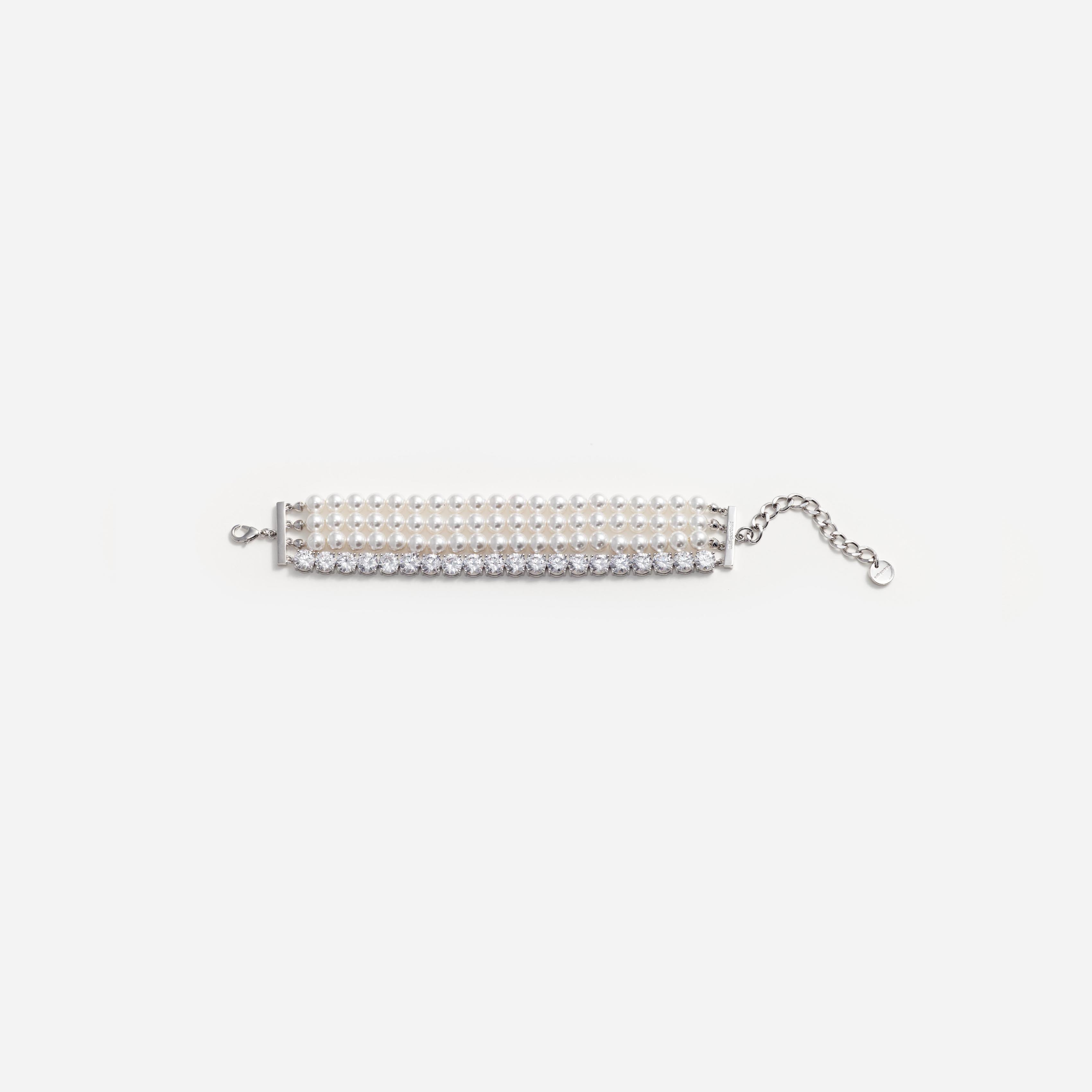 Self Portrait Pearl Diamante Armband Silber Perle