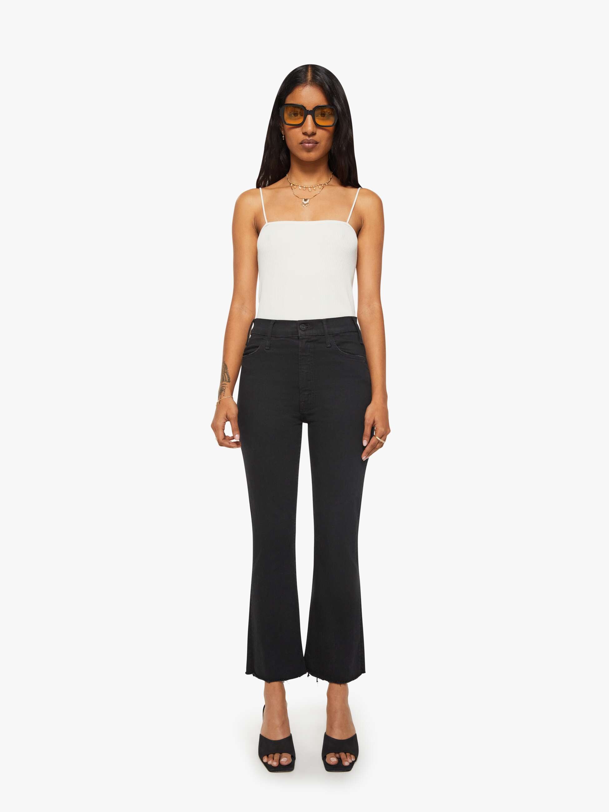 Mother The Lil Hustler Ankle Fray Jeans Schwarz