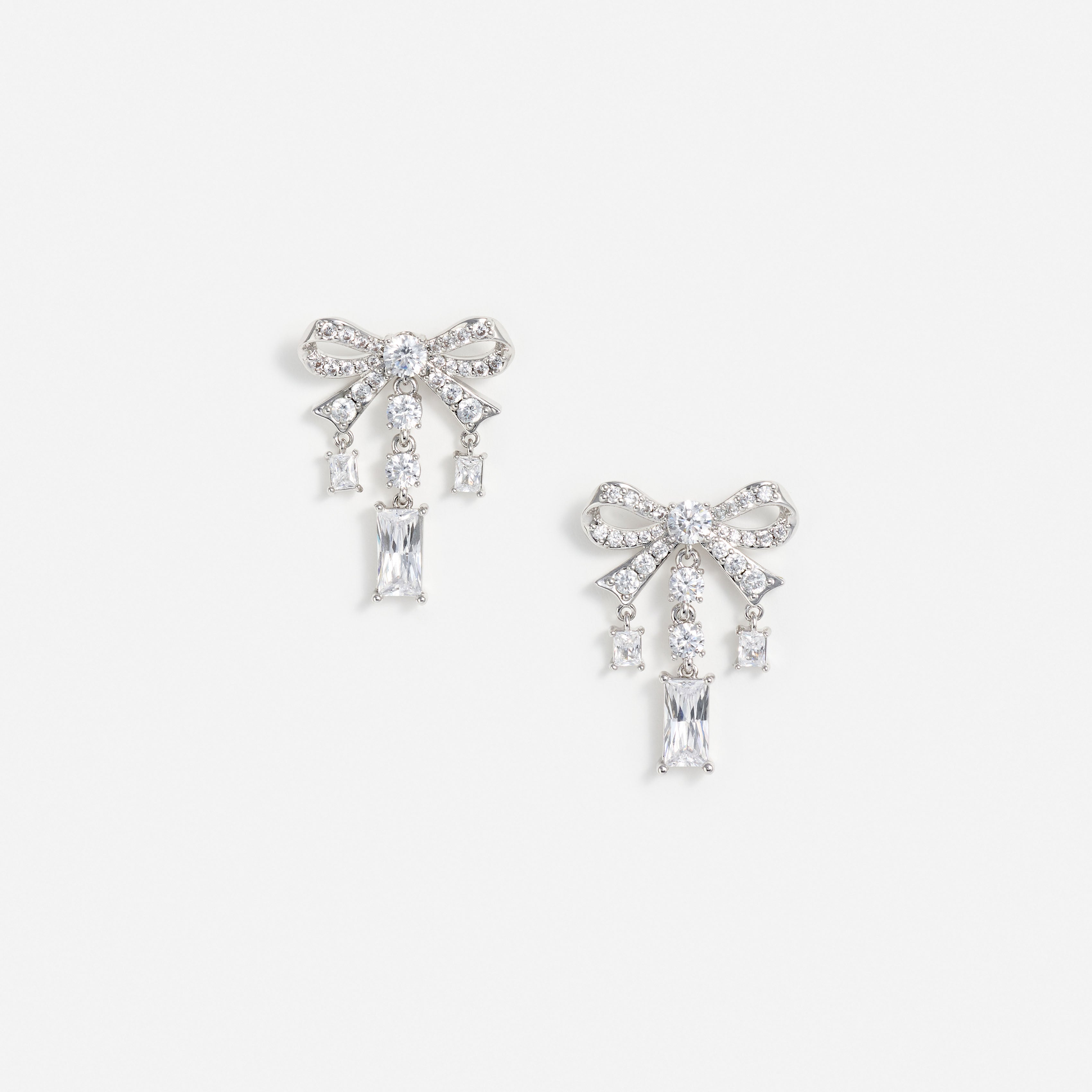 Self Portrait Silver Crystal Bow Droplet Ohrringe Silber