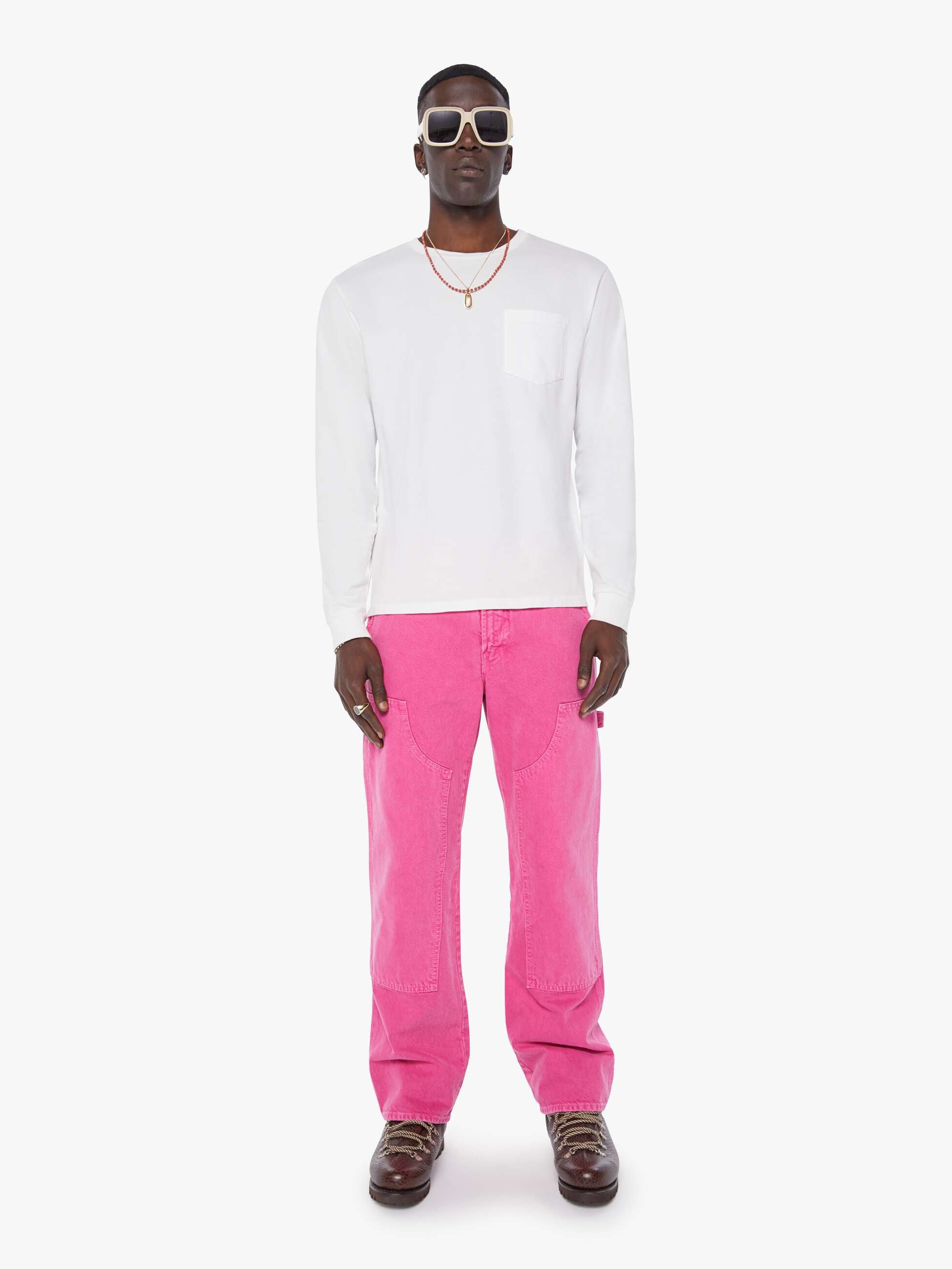 Mother The Big Shot Carpenter Jeans Pink Baumwolle