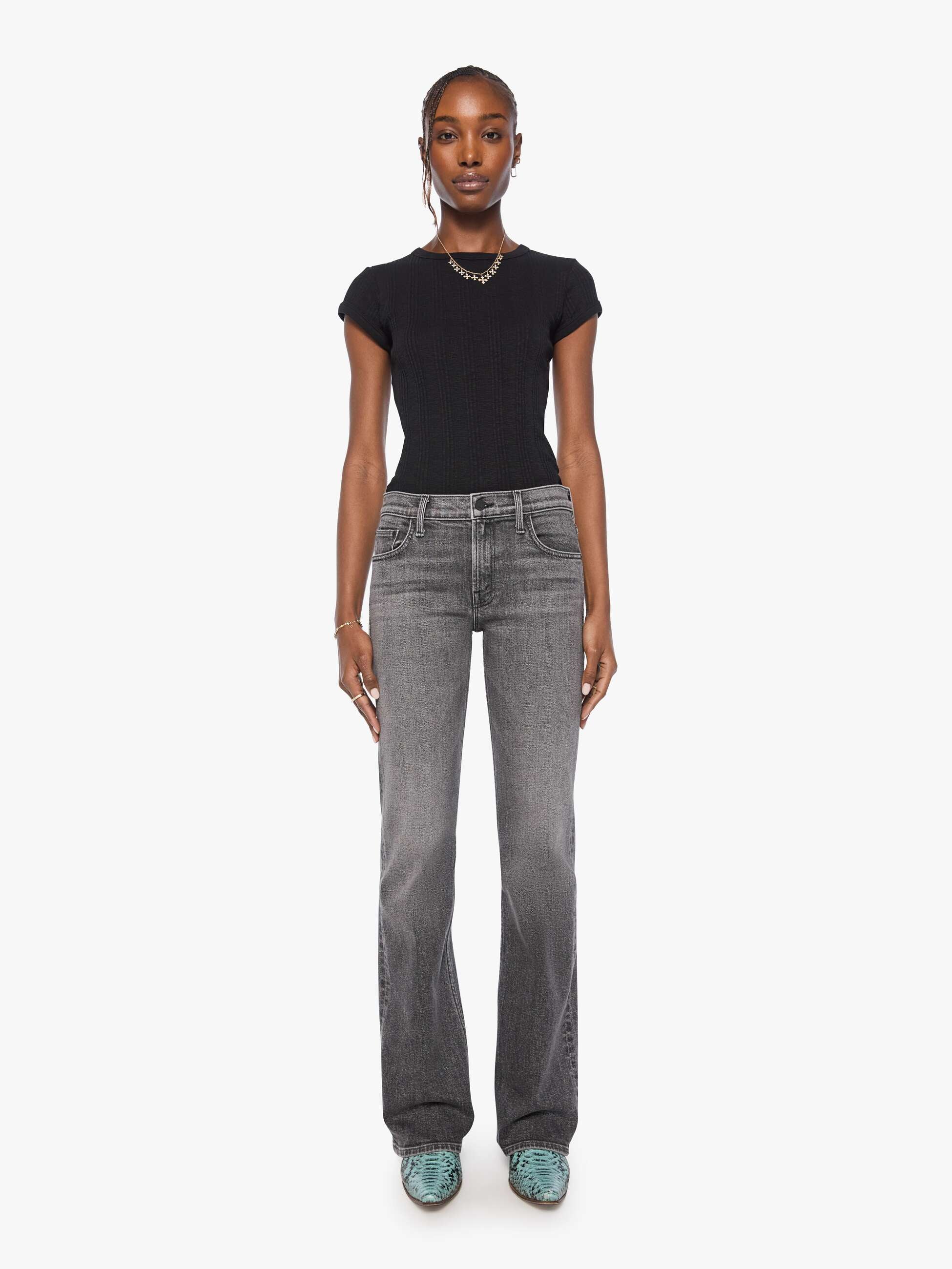 Mother Denim The Jinx Sneak Jeans Cliffhanger Grau