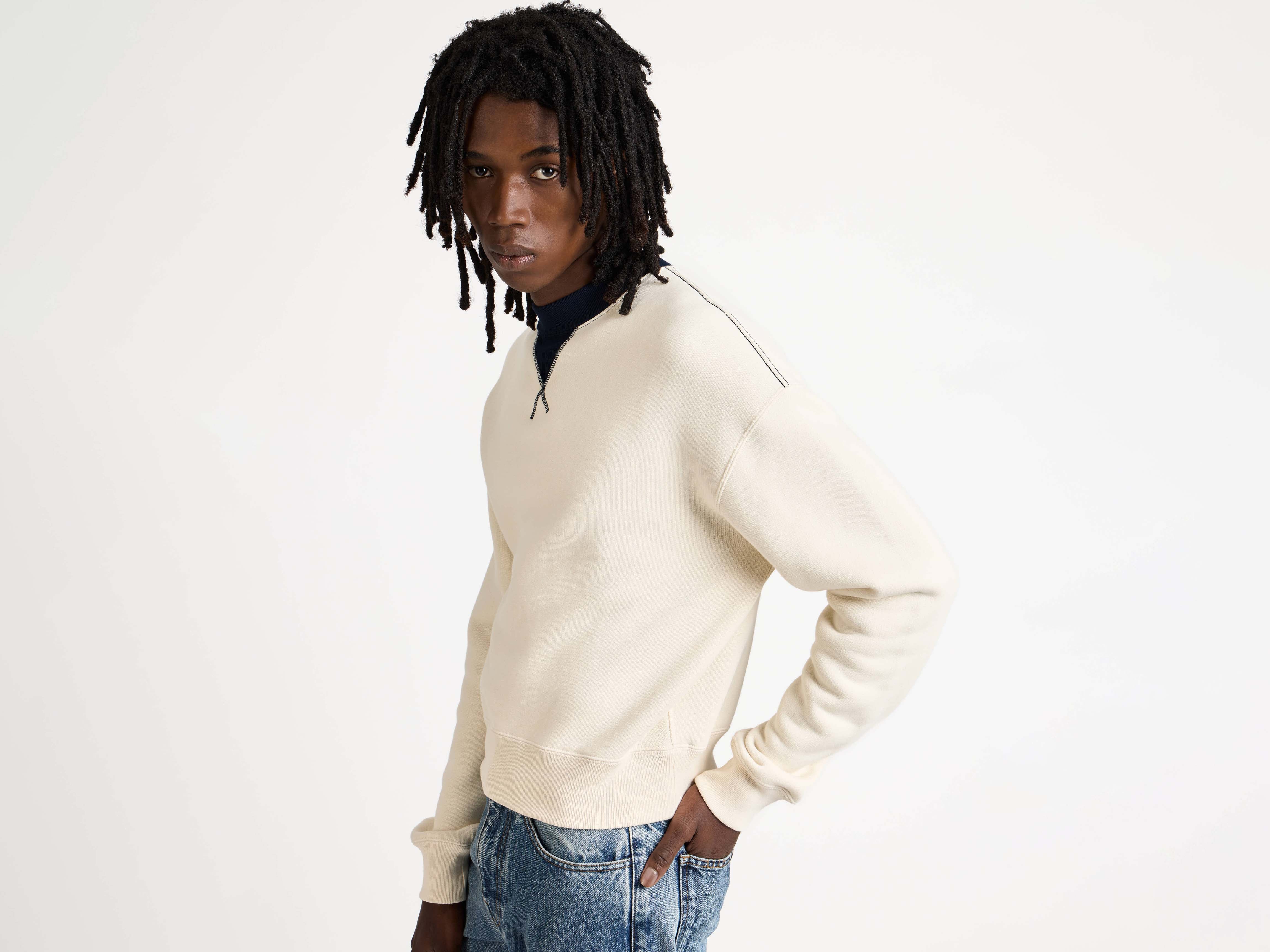 J.W.Anderson Contrast Collar Sweatshirt Ecru/Navy