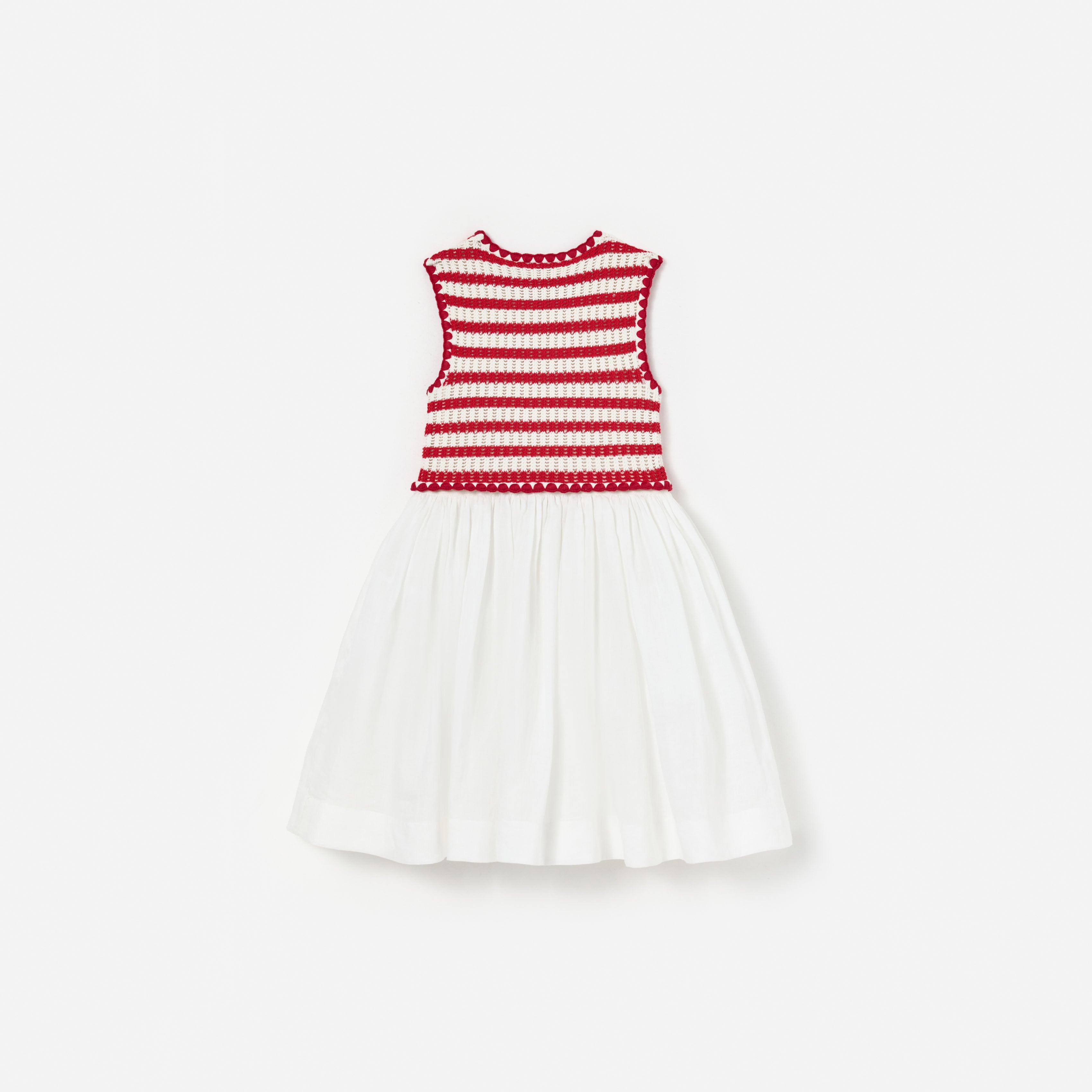 Self Portrait Red Striped Crochet Kinderkleid Midi