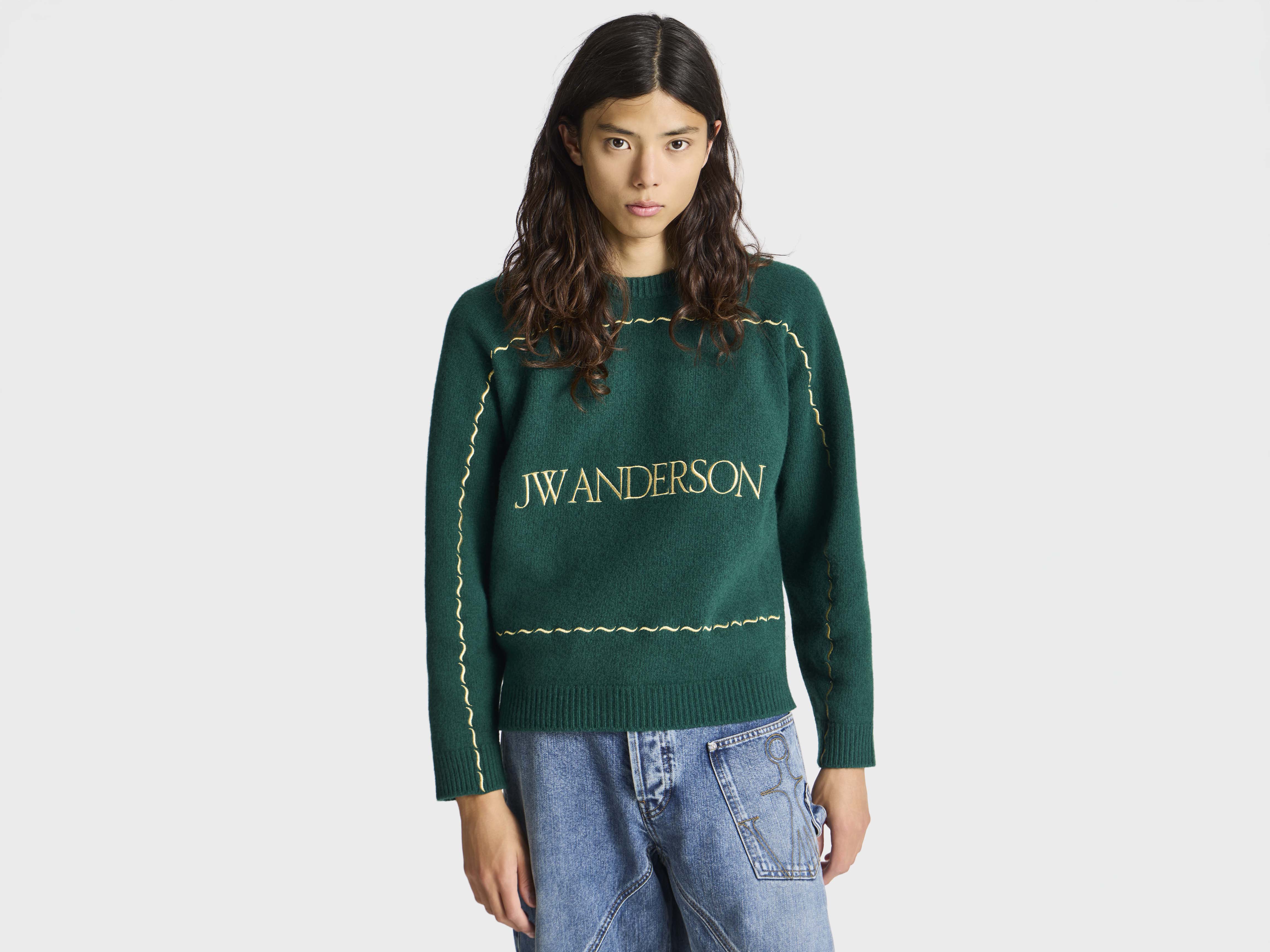 J.W.Anderson Knitted Logo Jumper Pine Wollpullover