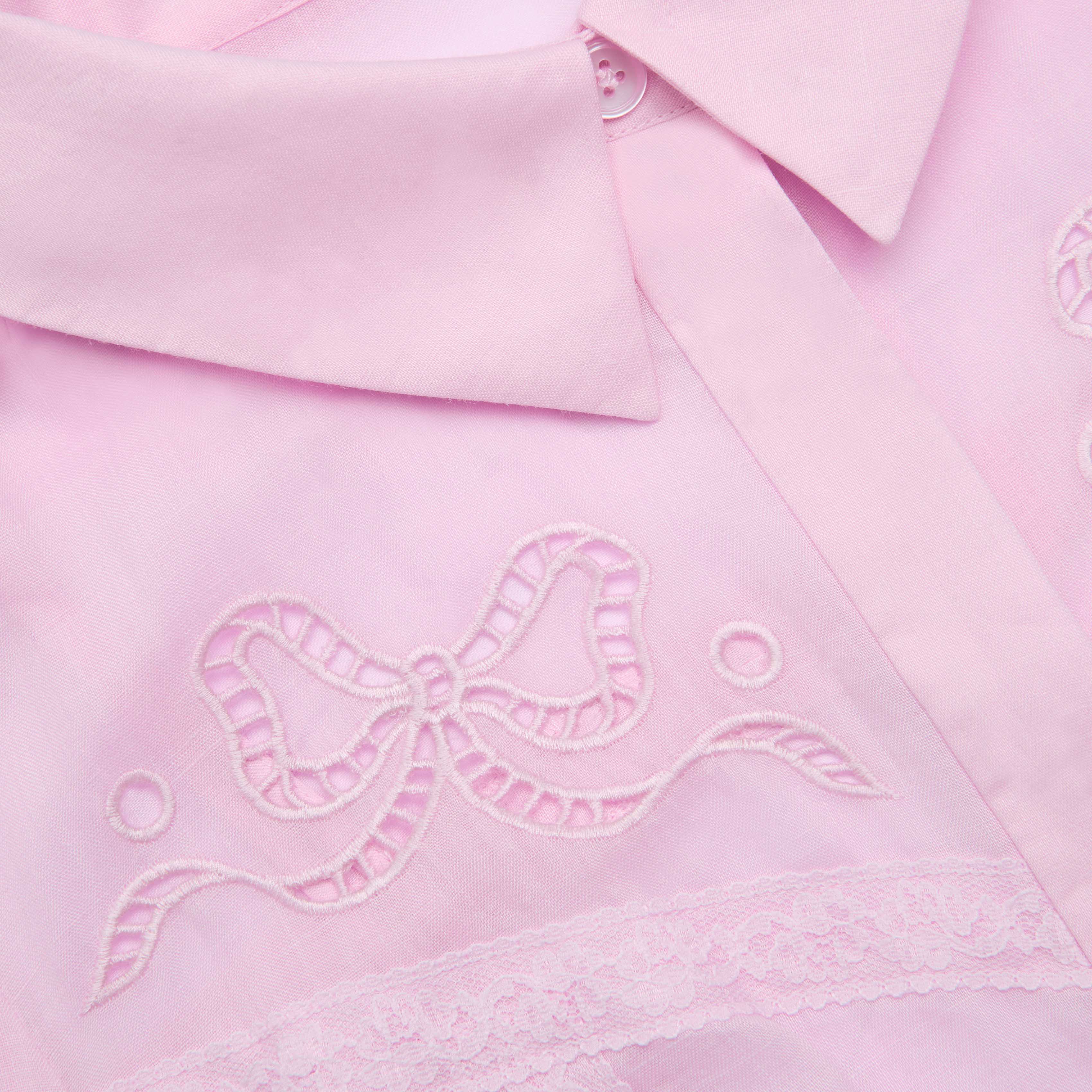 Self Portrait Embroidered Midi Kleid Pink Leinen Stickerei