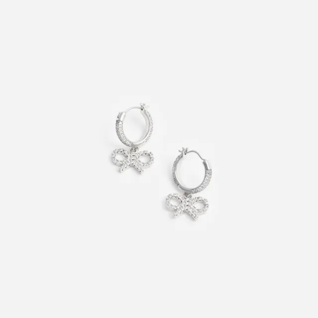 Self Portrait Crystal Bow Hoop Ohrringe Silber Schleife