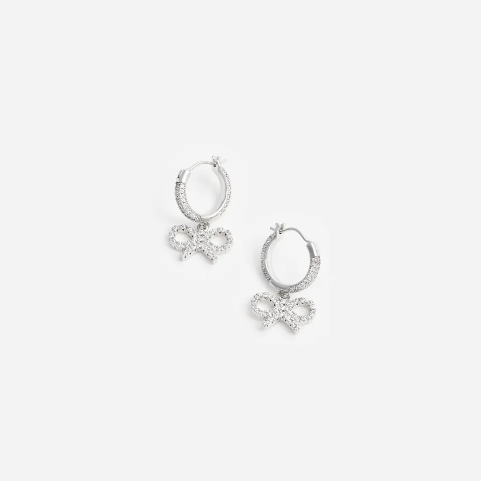 Self Portrait Crystal Bow Hoop Ohrringe Silber Schleife