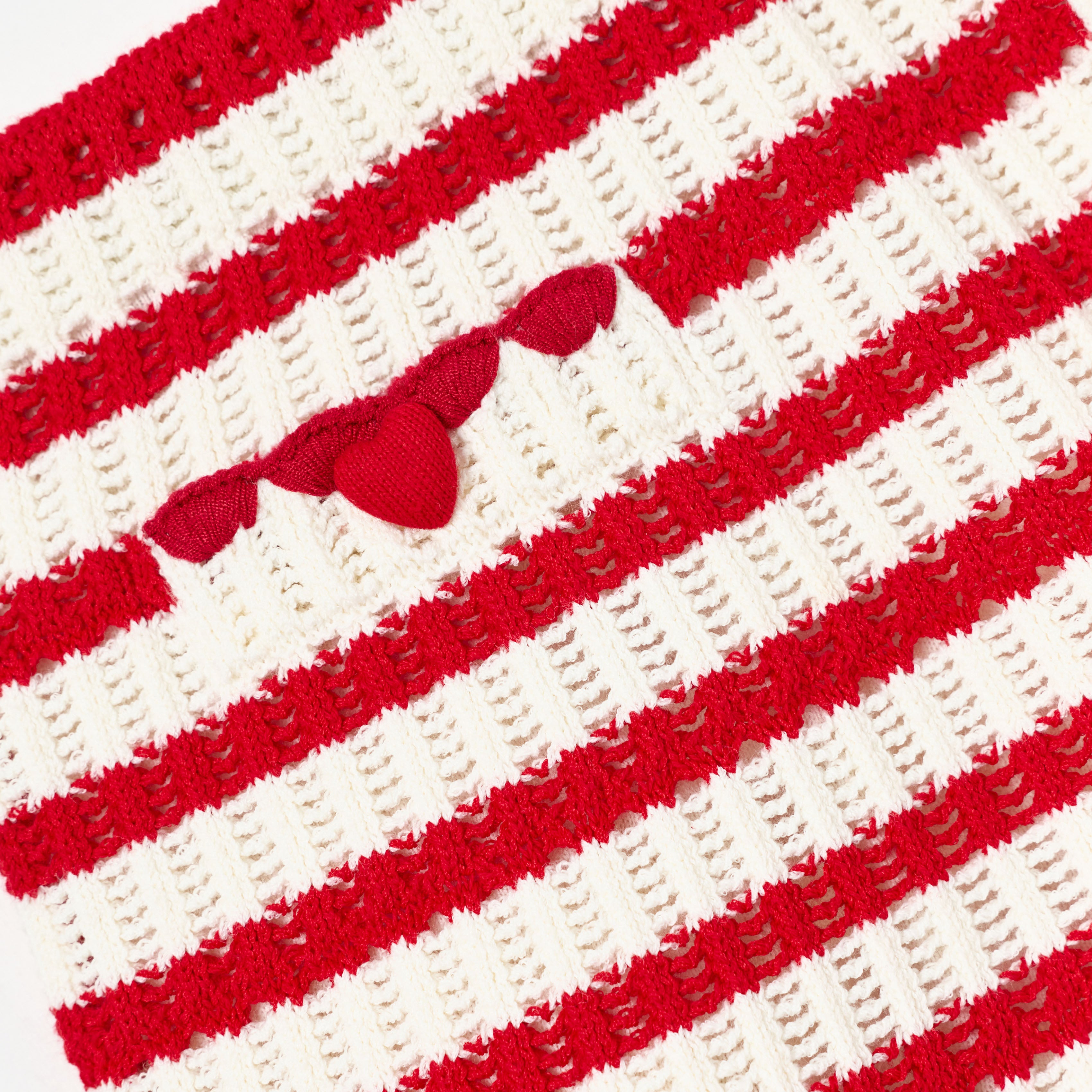 Self Portrait Stripe Strickrock Creme Rot Kinder