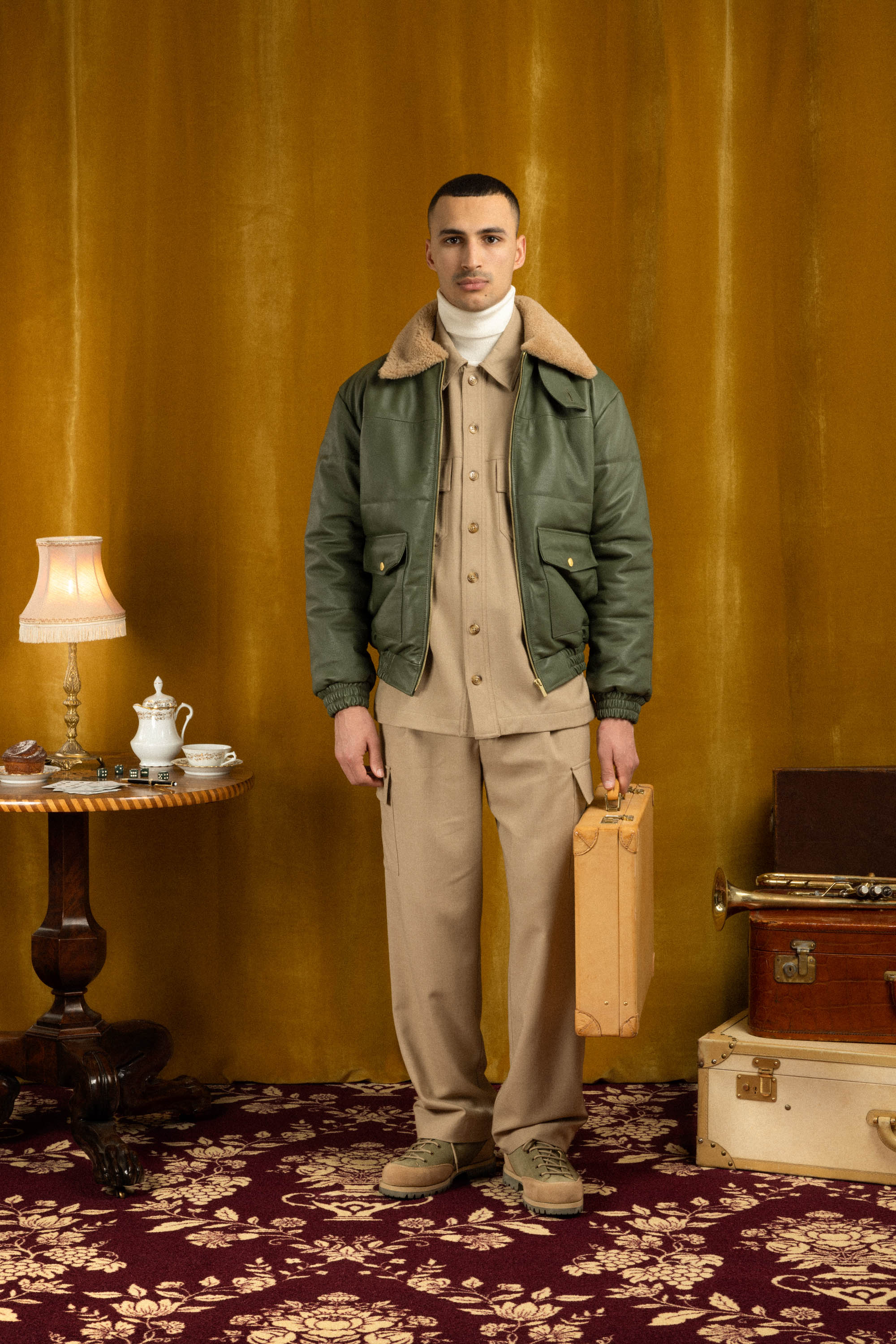 Drôle De Monsieur Le Blouson Cuir Lederjacke khaki gesteppt