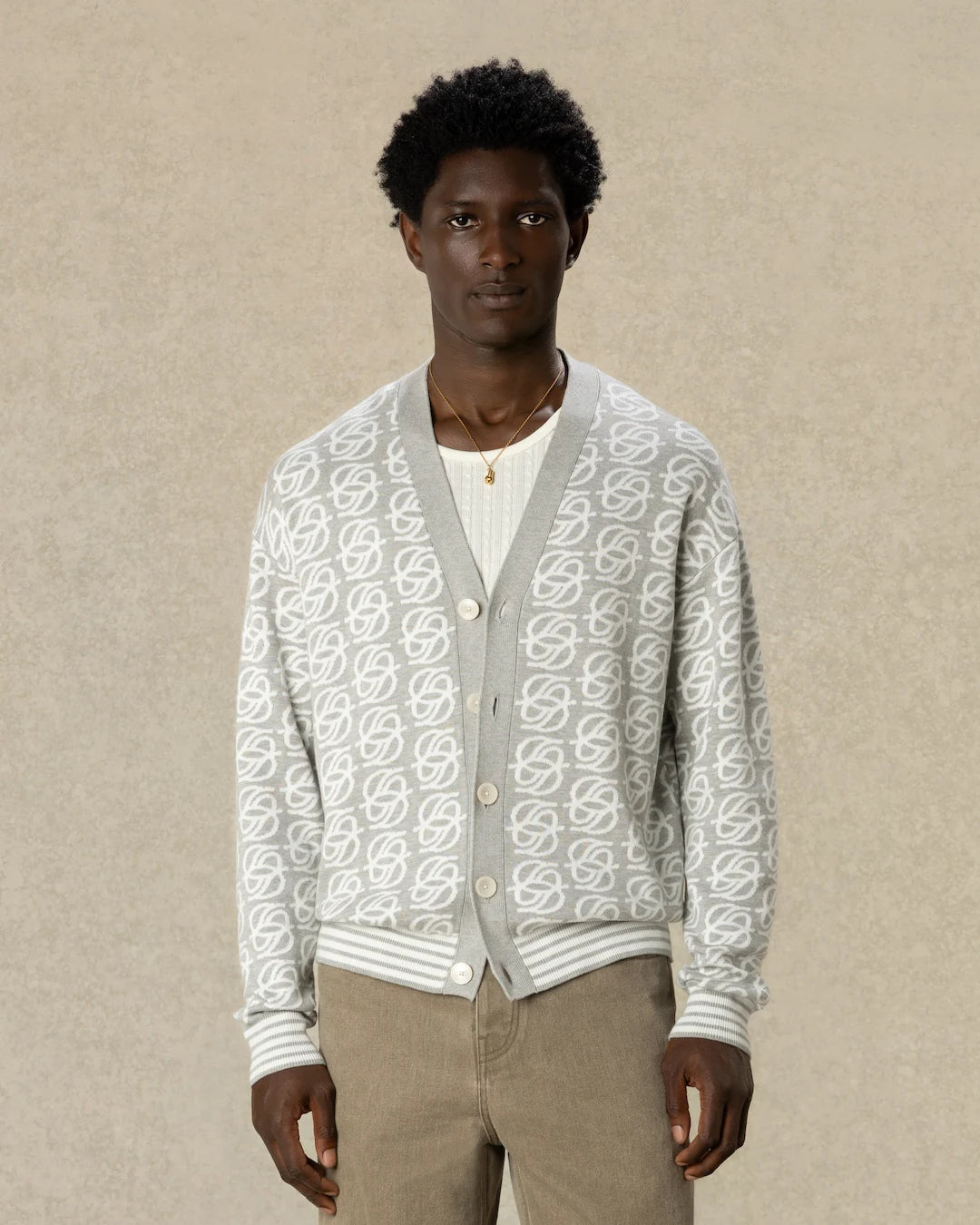 Drôle De Monsieur D Mirror Monogram Cardigan grau Baumwolle