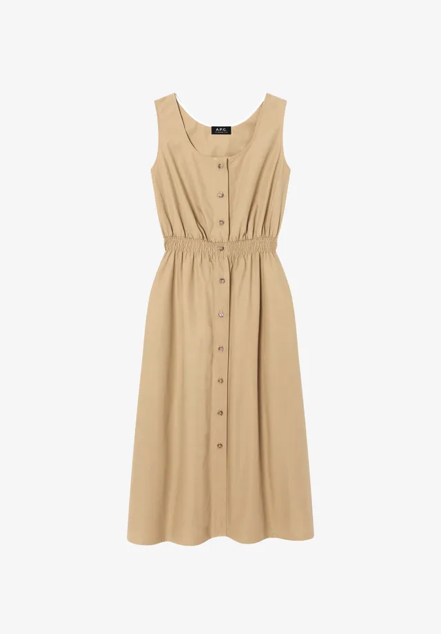 A.P.C. Dresses Kleid Beige 38 Baumwolle Ärmellos