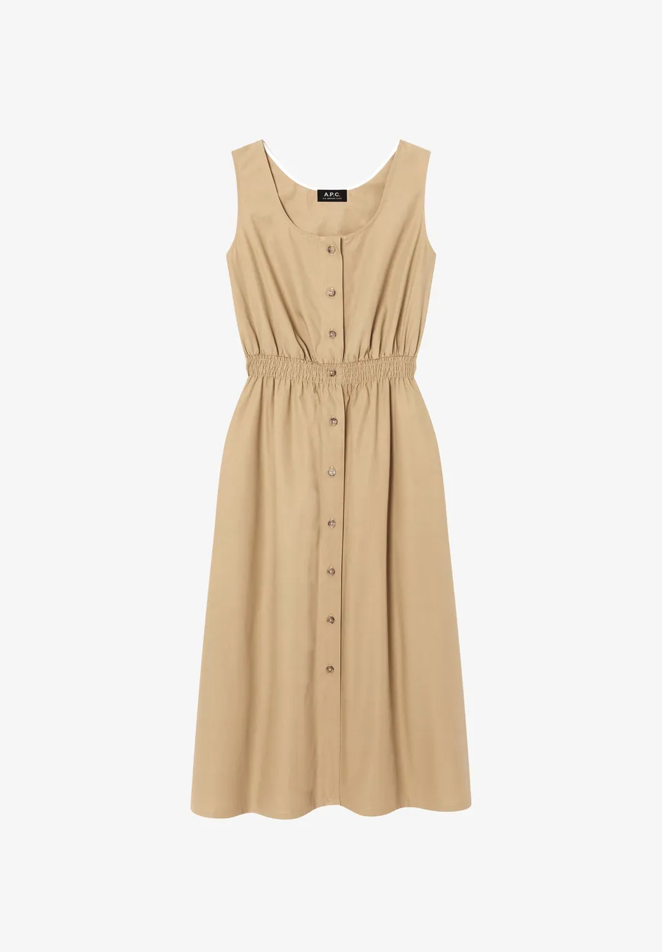 A.P.C. Dresses Kleid Beige 38 Baumwolle Ärmellos