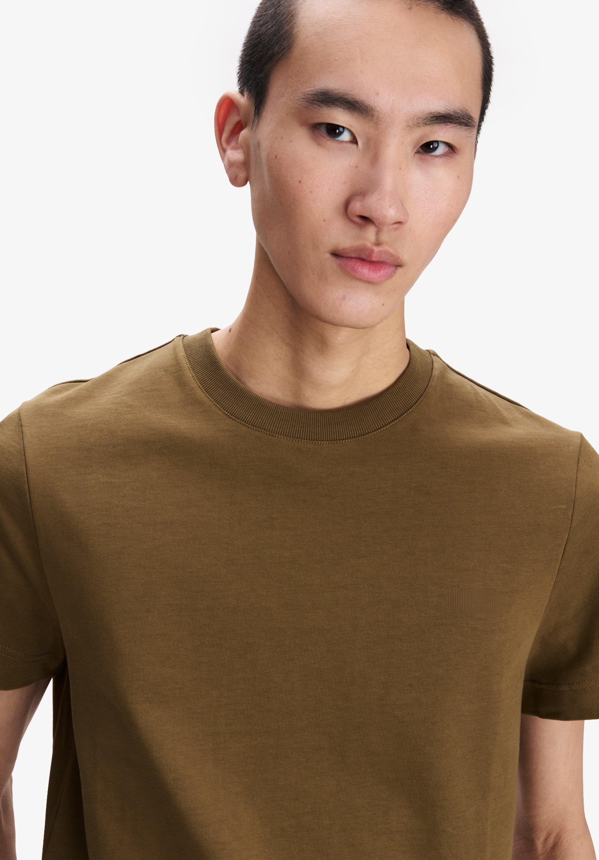 A.P.C. T-Shirt Bio-Baumwolle Khaki Rundhals