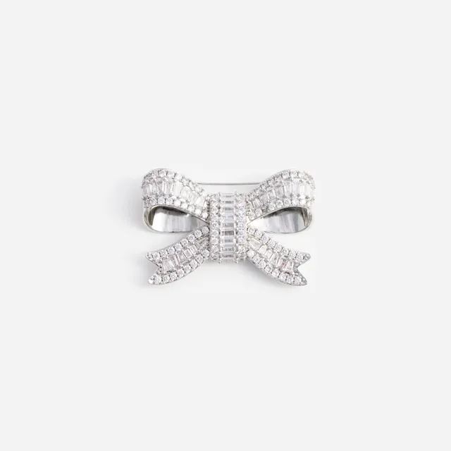 Self Portrait Crystal Bow Brosche Silber Kristall