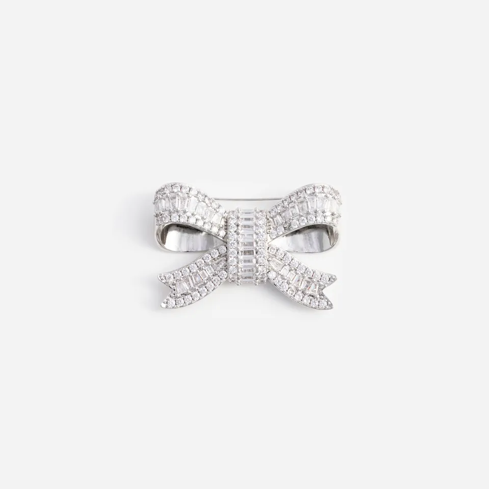 Self Portrait Crystal Bow Brosche Silber Kristall