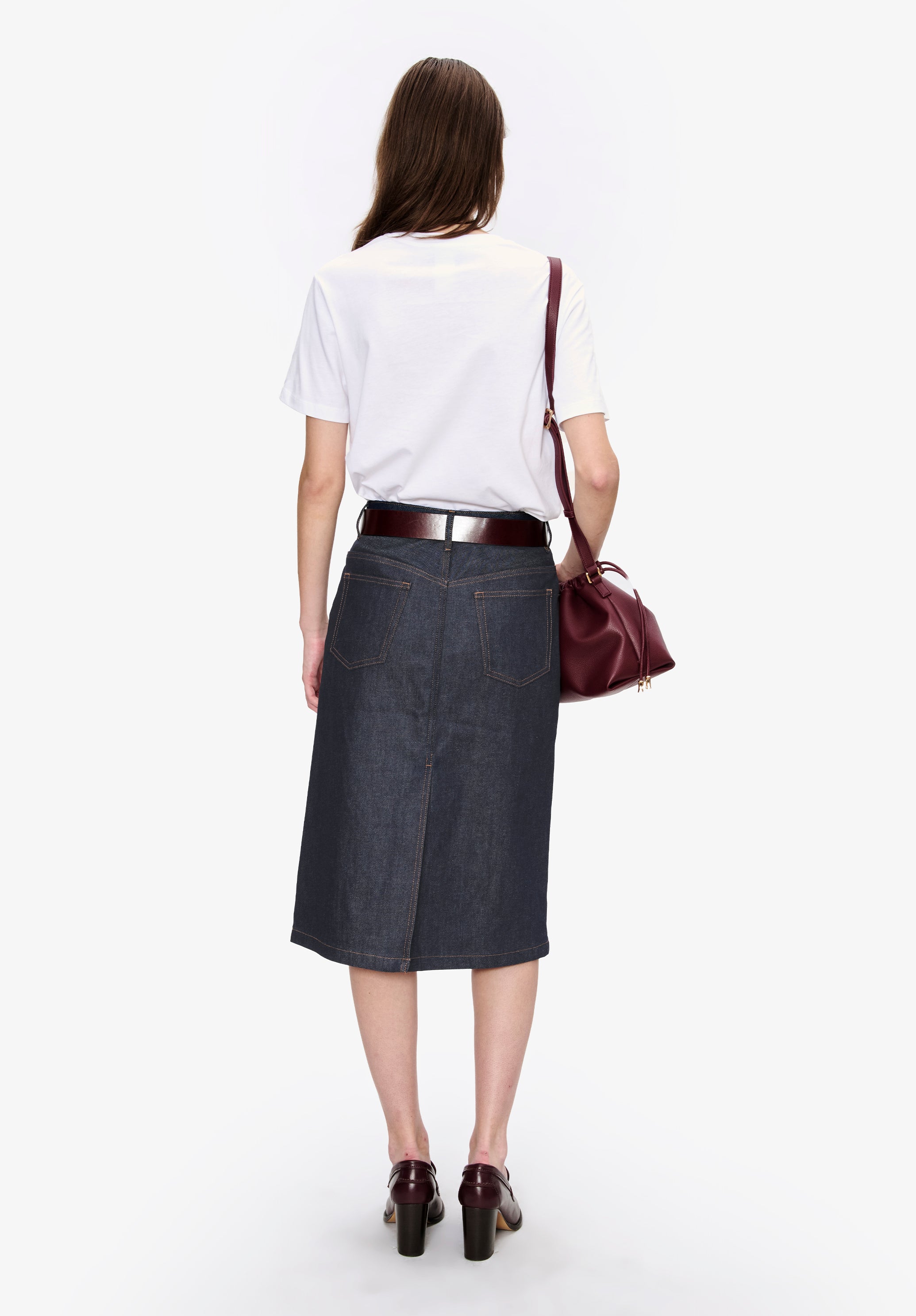 A.P.C. Rock Lizzie Denimrock blau, japanischer Denim, mittelalteilig mittellang
