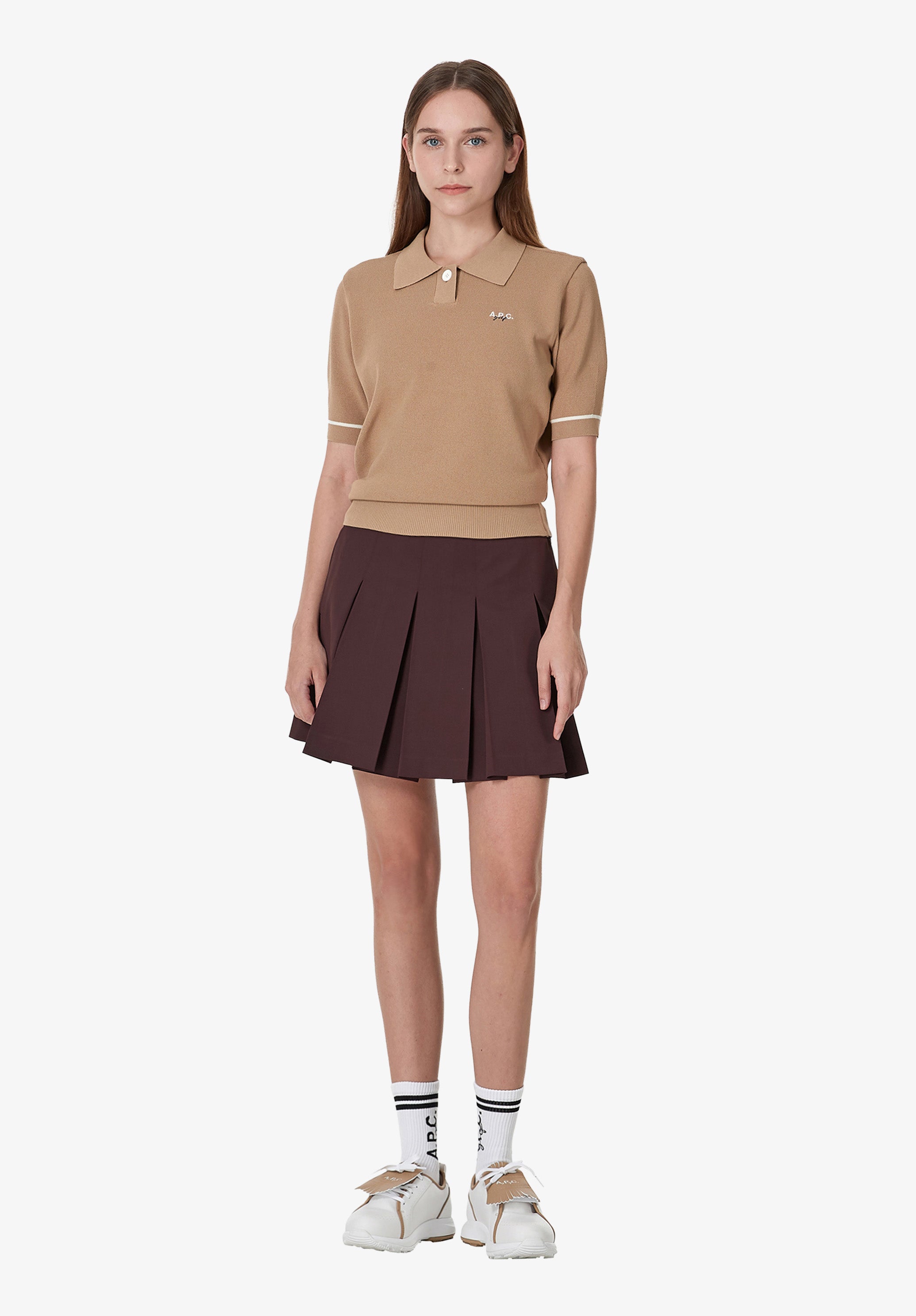 A.P.C. Golf Polohemd Ecru mit Kontrastkragen