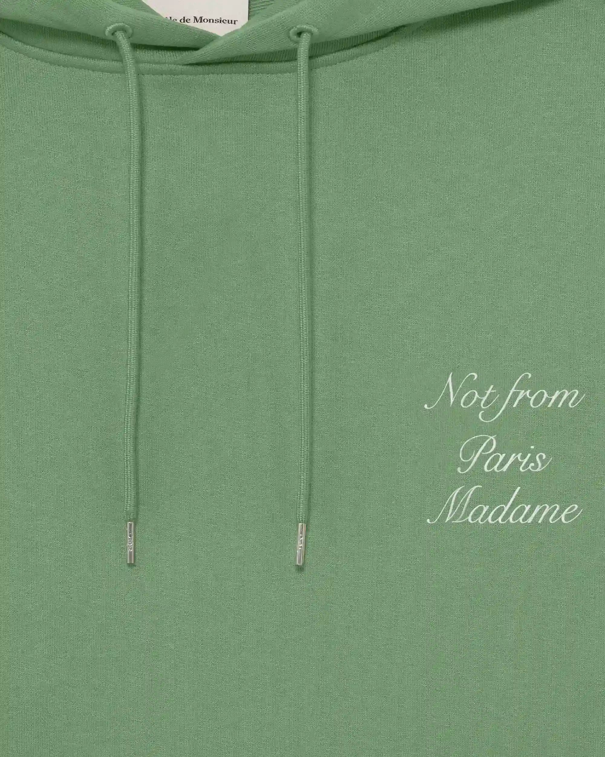 Drôle De Monsieur Hoodie Slogan Calligraphy Kapuzenpullover Hellgrün
