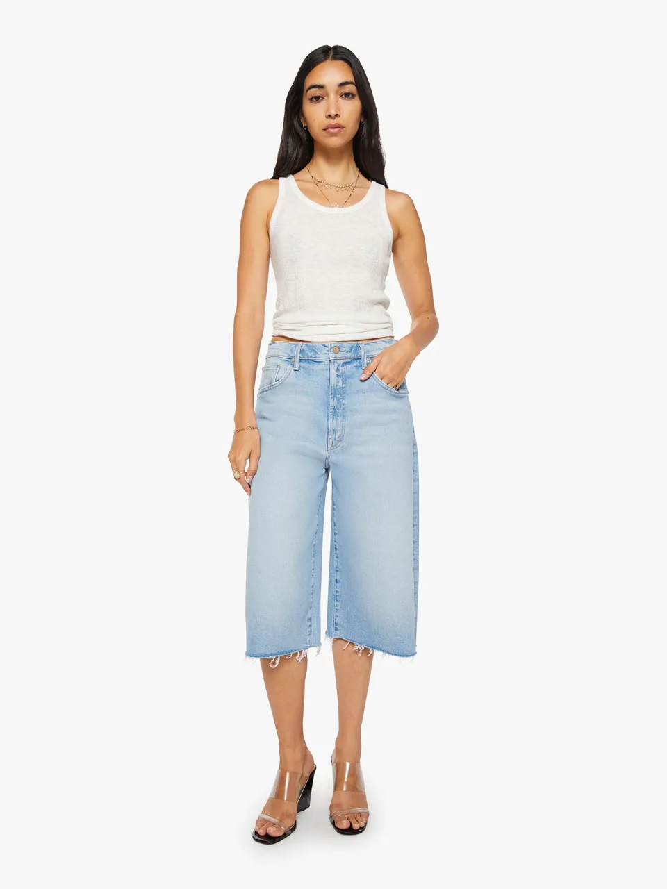 Mother Denim The Whole Lot Zip Fray Shorts Fringe Benefits