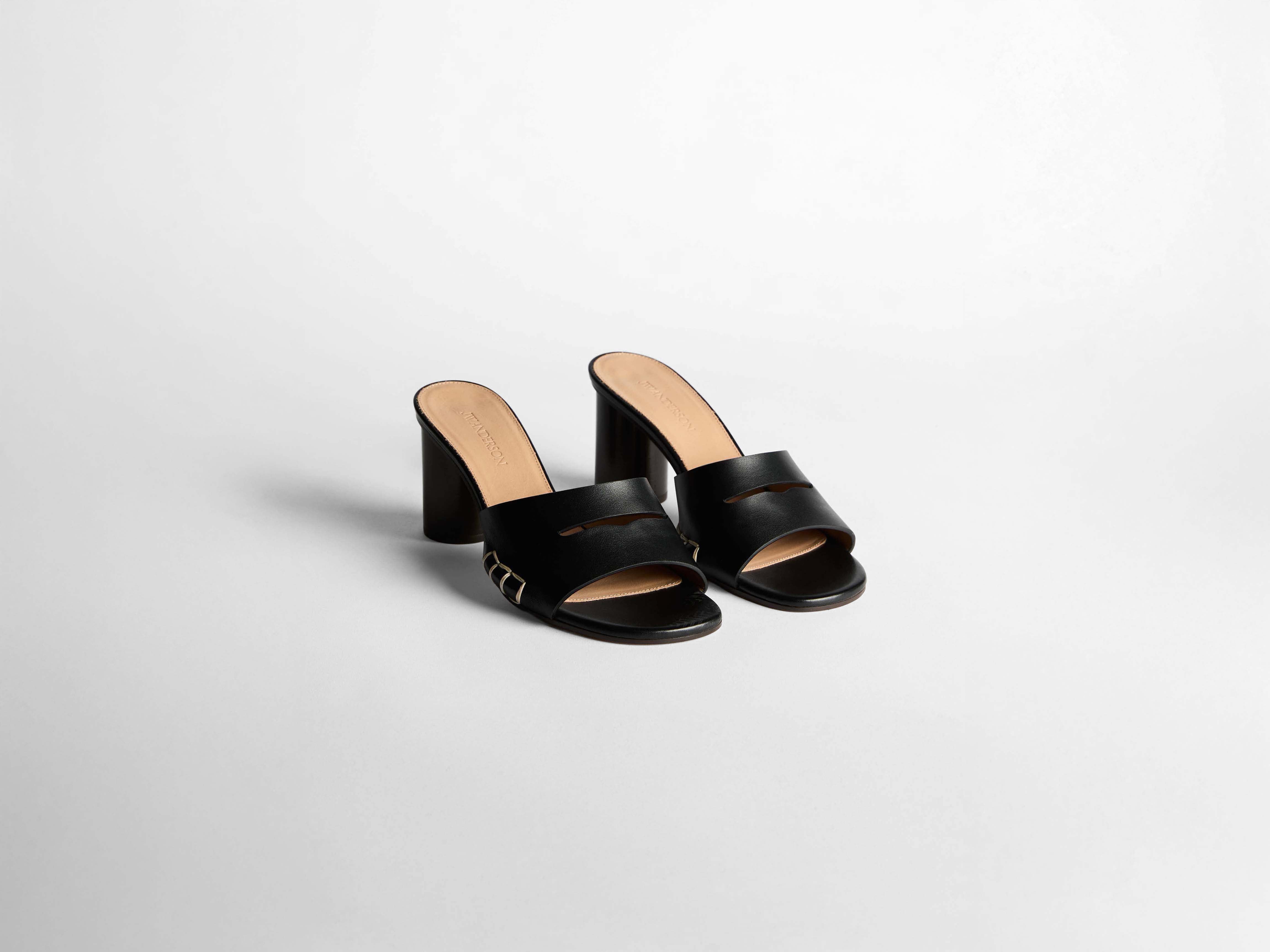 J.W.Anderson Loafer Mule Sandalen Damen Schwarz Leder Absatz