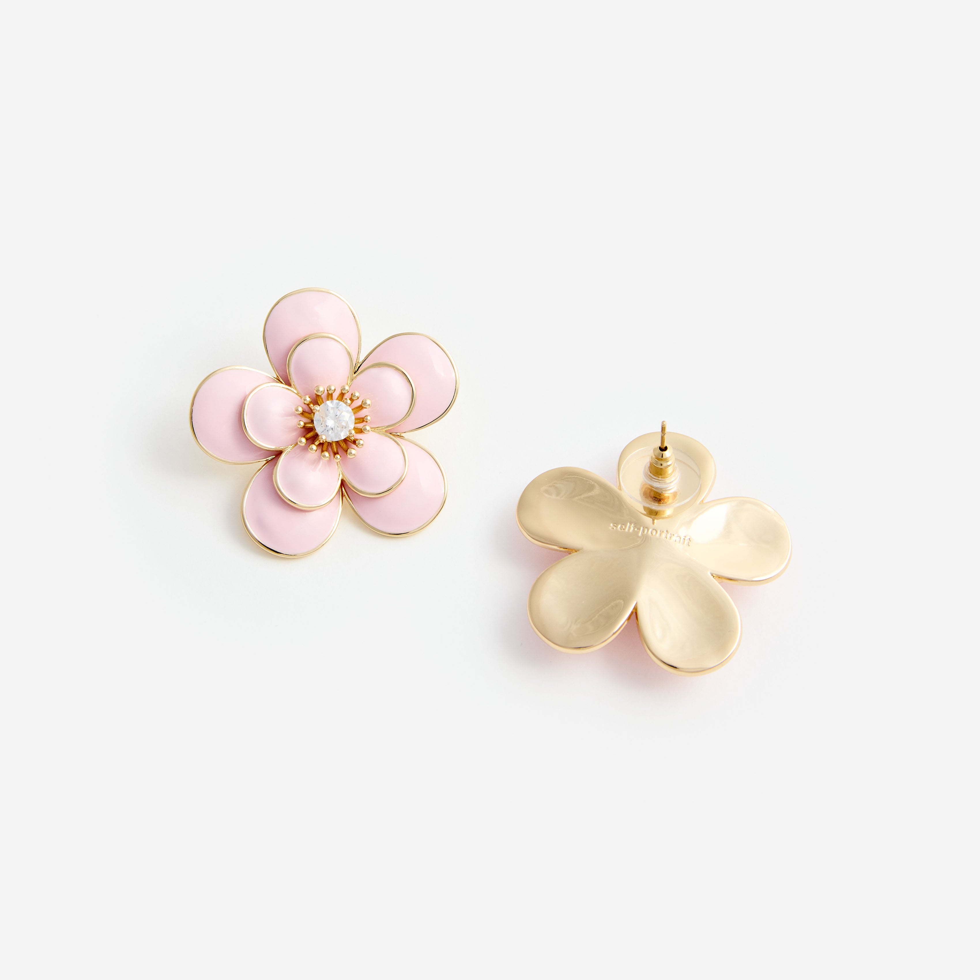 Self Portrait Pink Enamel Flower Ohrringe One Size Rosa Gold