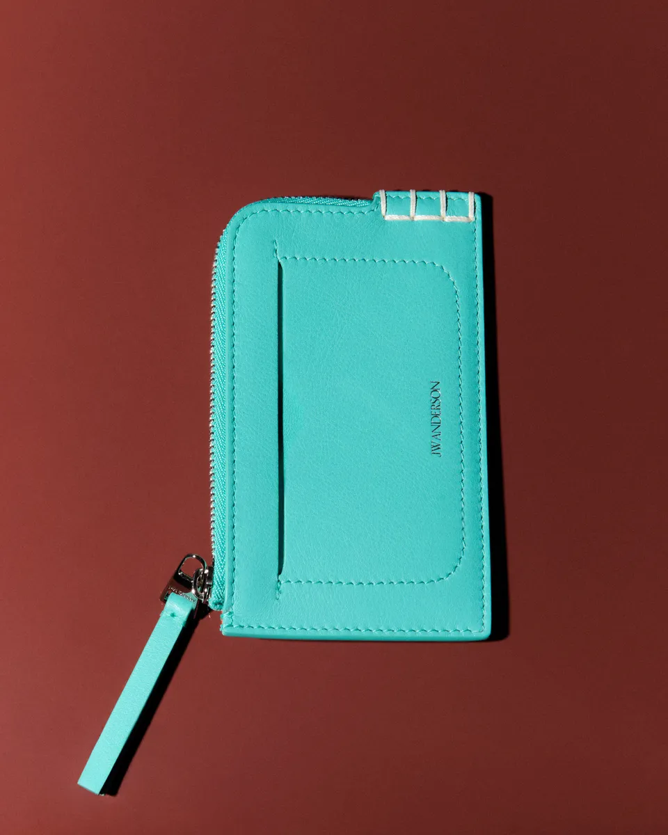 J.W.Anderson Loafer Zip Wallet Geldbörse Türkis Leder